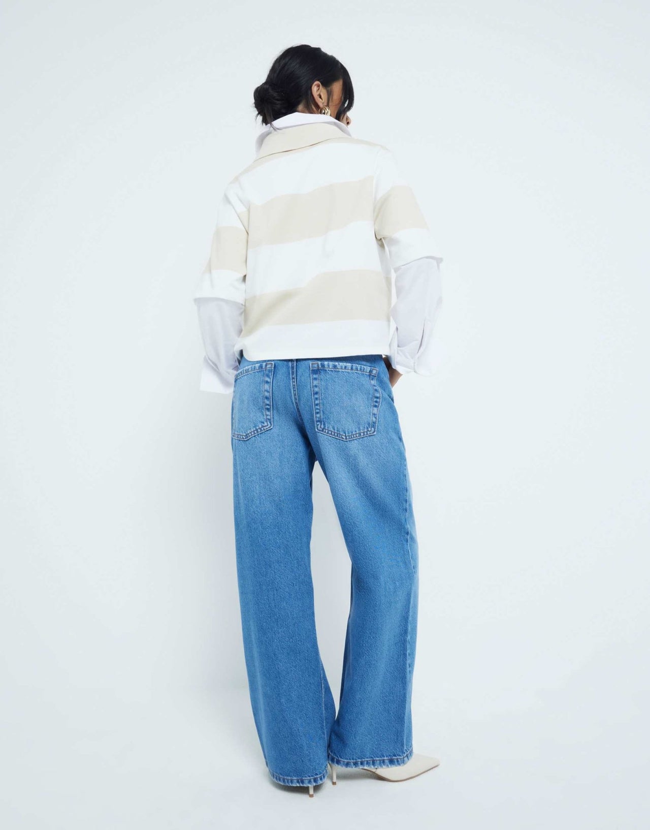 River Island Petite relaxed straight fit jeans in blue - medium - ASOS Sample Sale