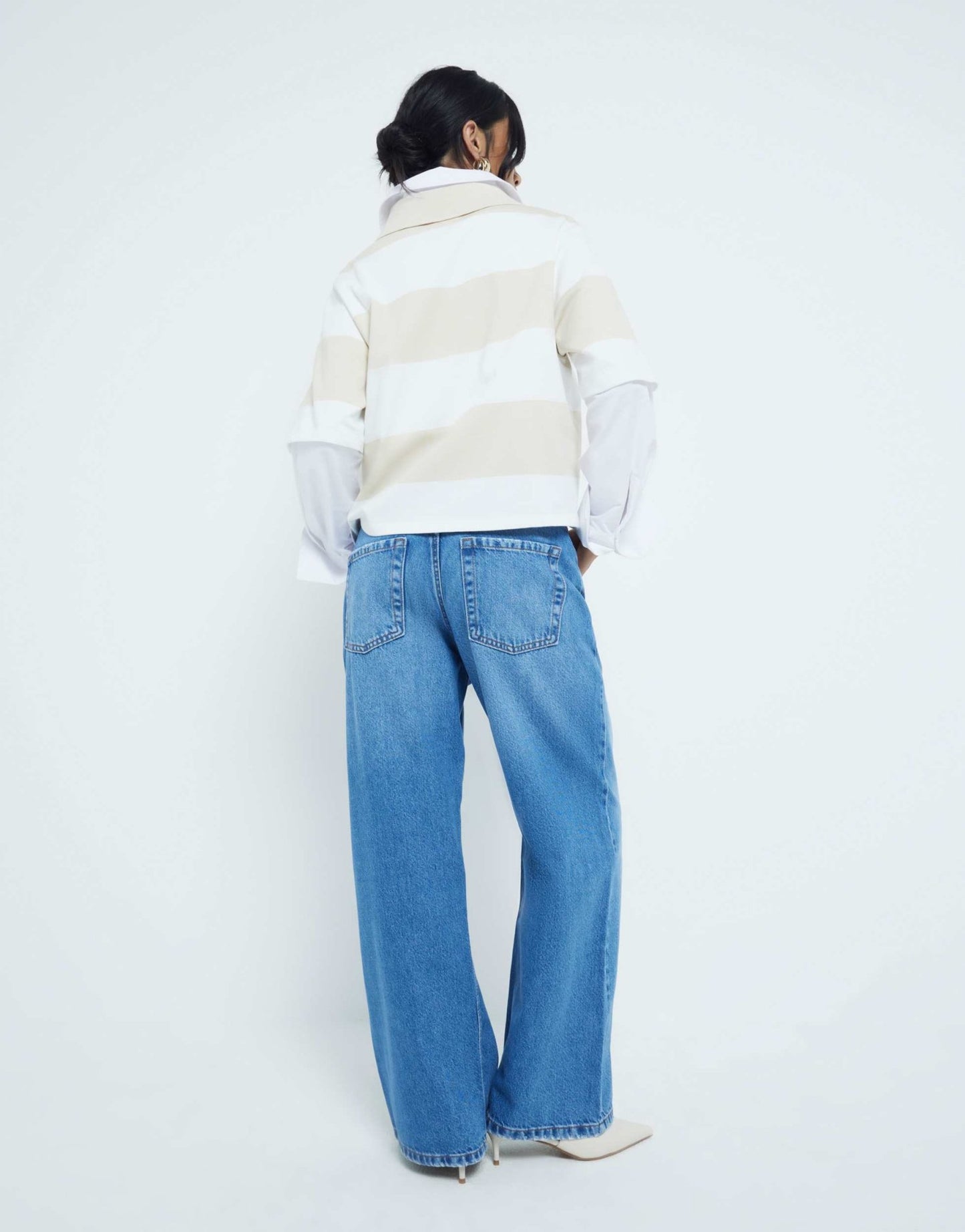 River Island Petite relaxed straight fit jeans in blue - medium - ASOS Sample Sale