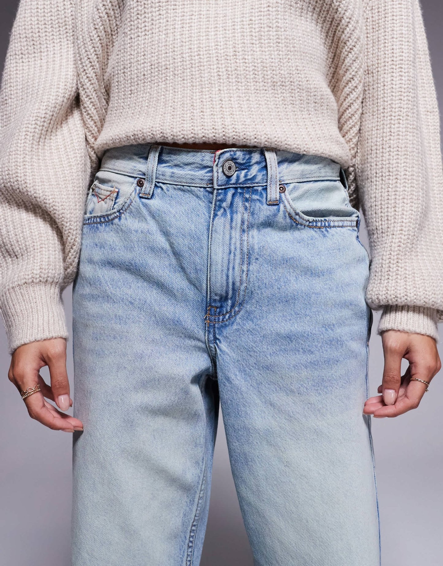 River Island Petite straight jean in midwash blue - ASOS Sample Sale
