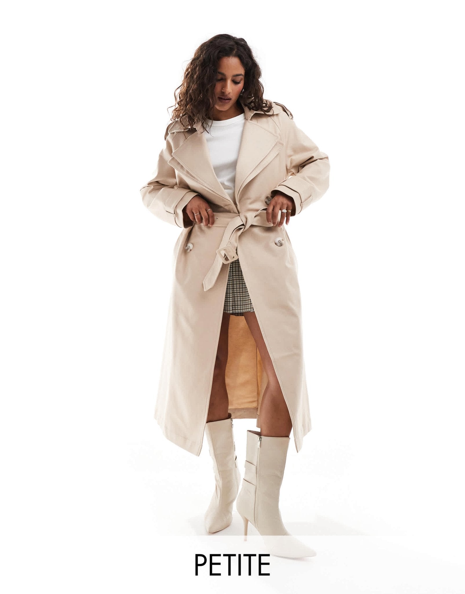 River Island Petite trench coat in beige - ASOS Sample Sale