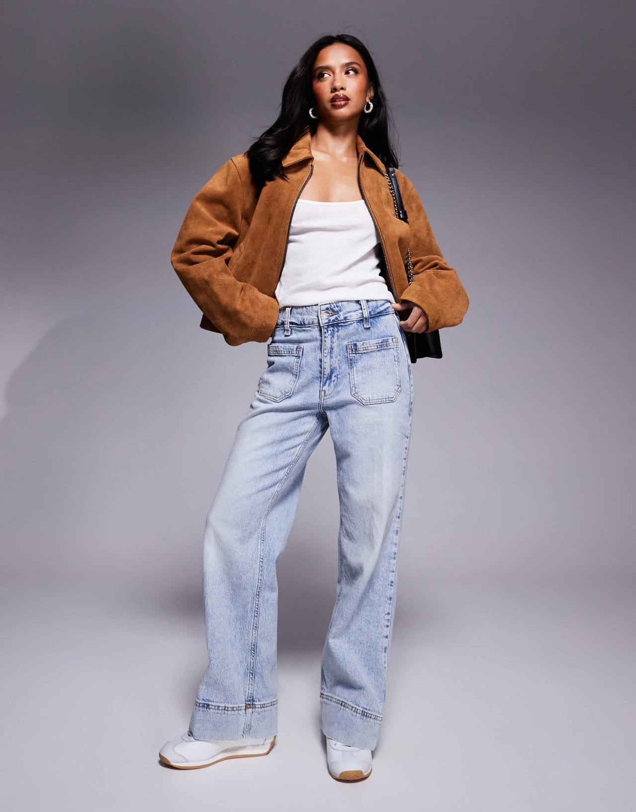 River Island Petite wide leg jean in lightwash blue - ASOS Sample Sale