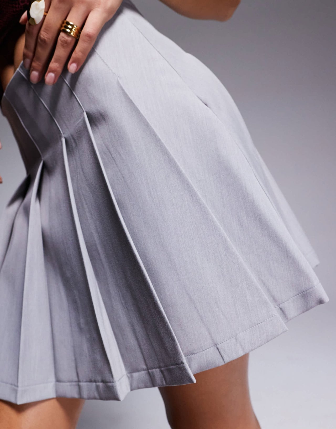 River Island pleated mini skirt in grey - ASOS Sample Sale