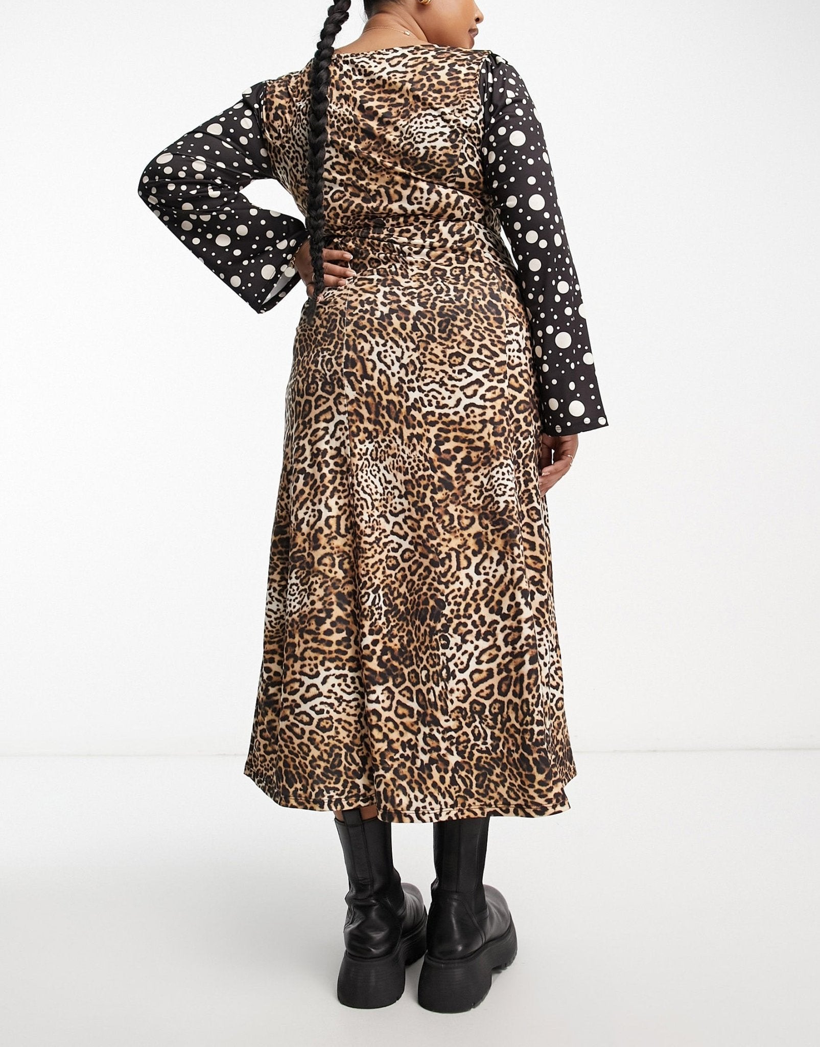 River Island Plus animal and spot mixed print midi dress in brown - ASOS Sample Sale