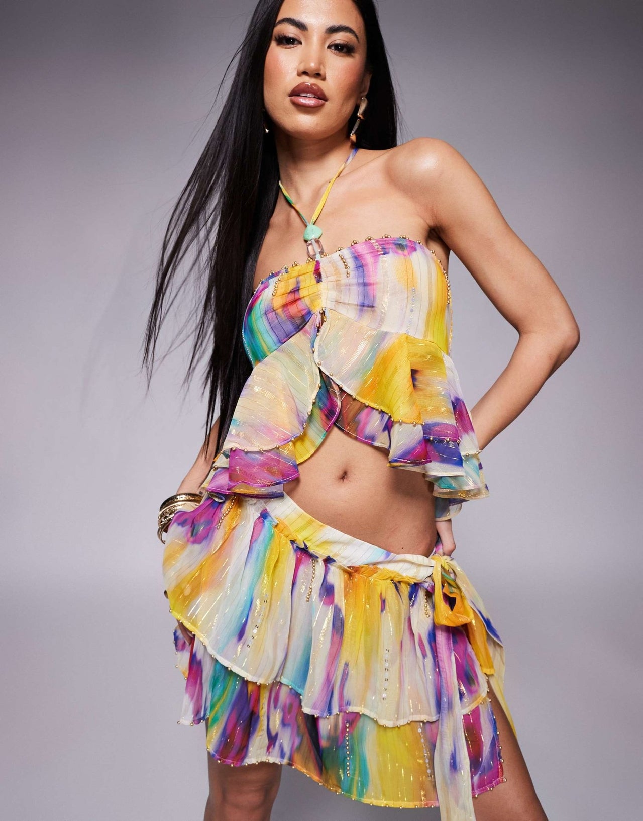 River Island rara mini skirt co - ord in bright purple - ASOS Sample Sale