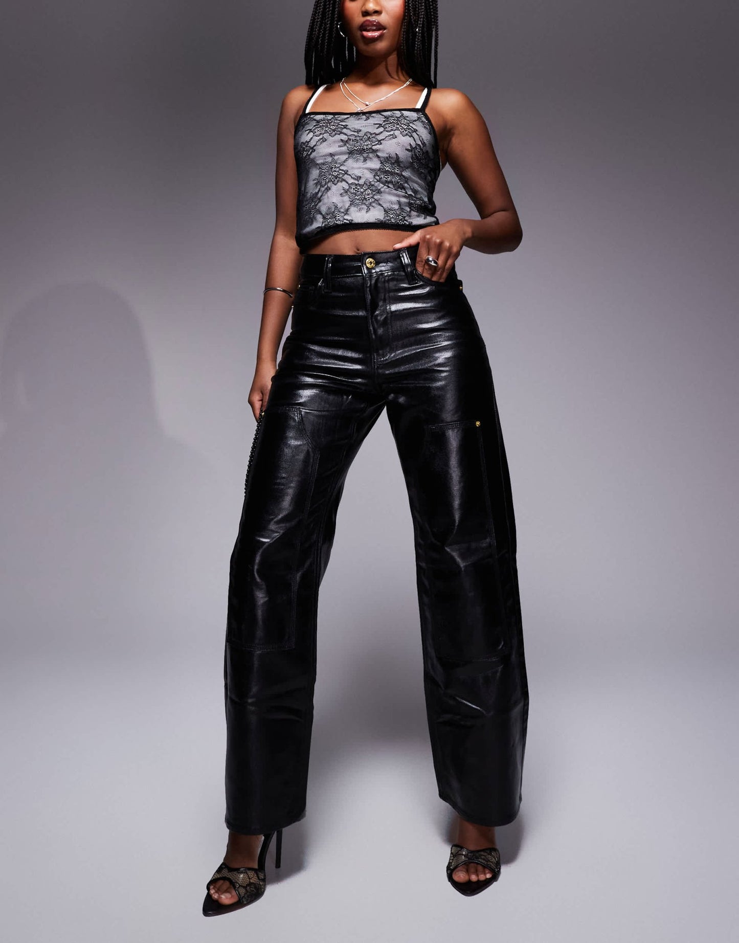 River Island relaxed straight coated jean in black - ASOS Sample Sale