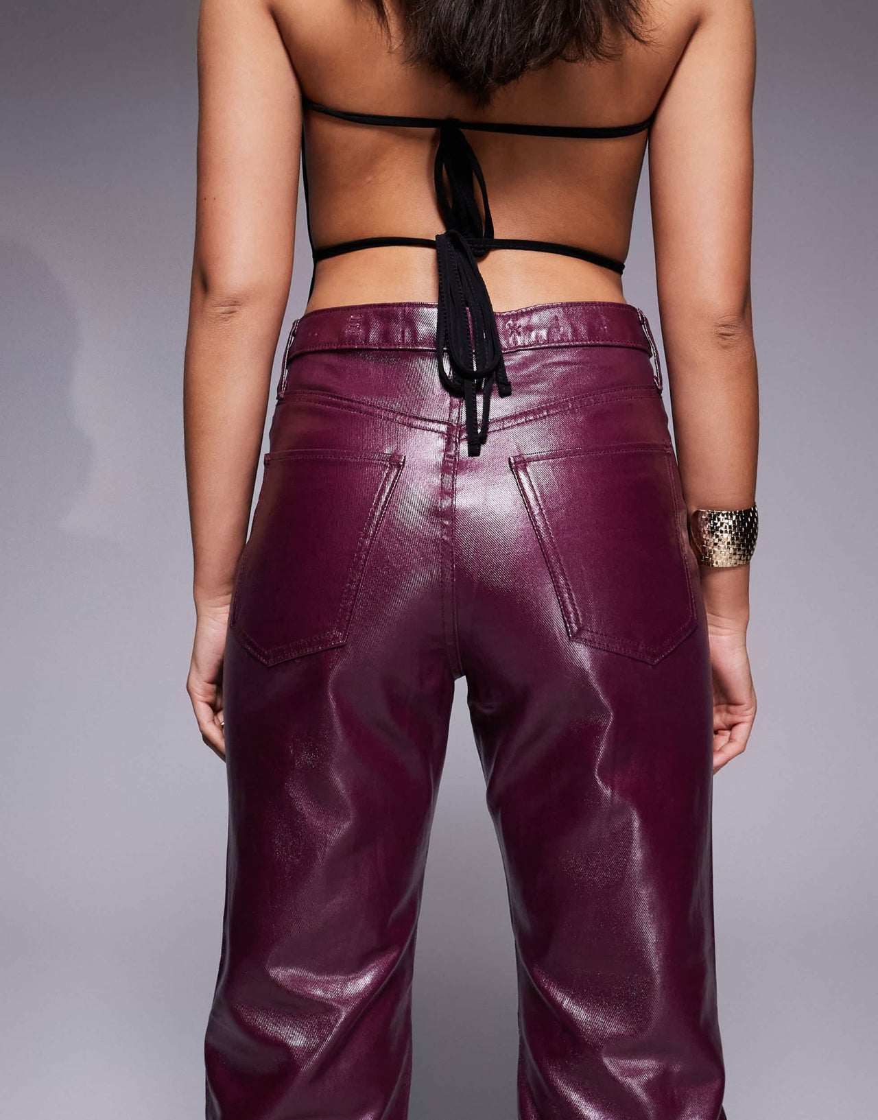 River Island relaxed straight coated jean in dark red - ASOS Sample Sale