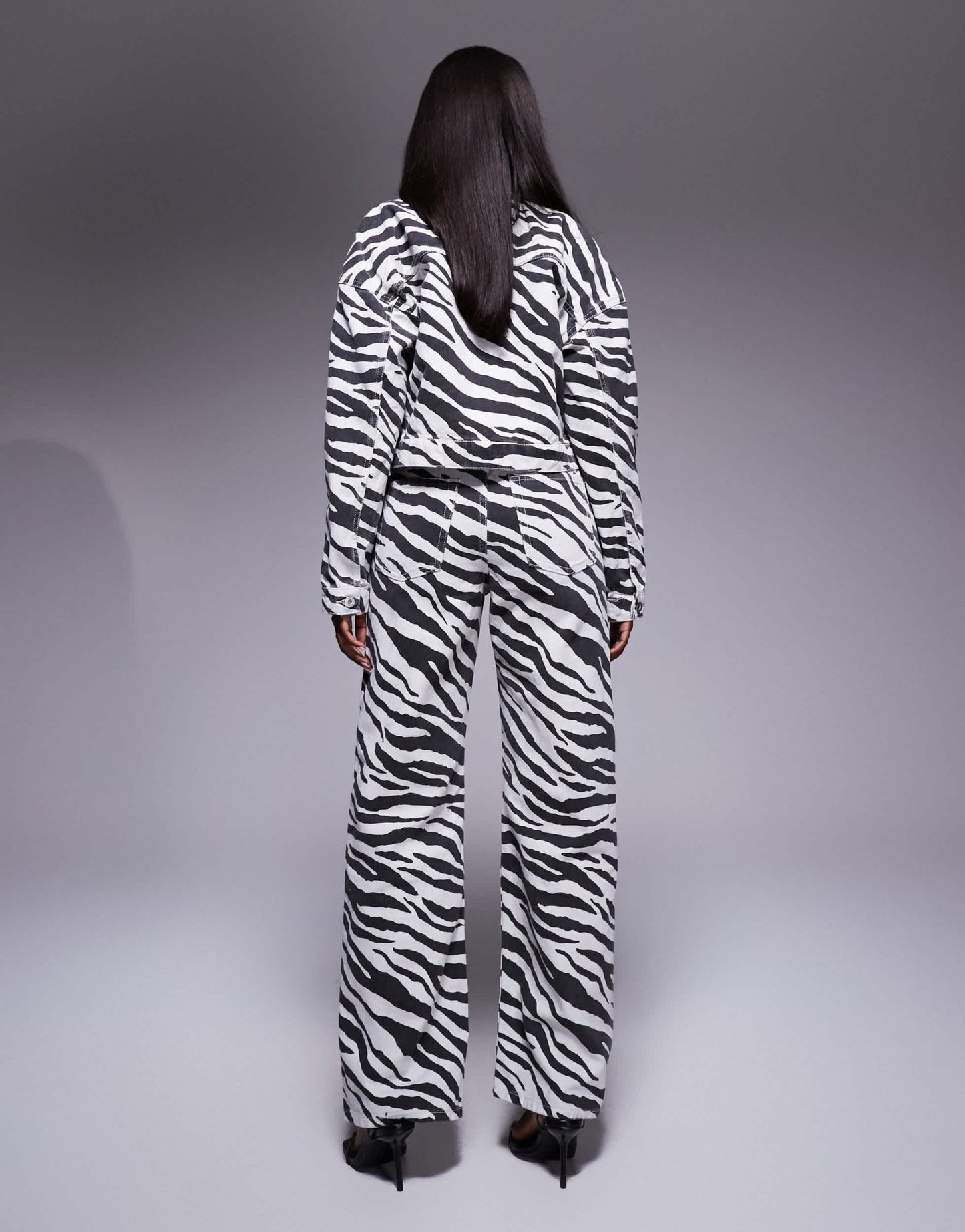 River Island relaxed straight jean co - ord in zebra print - ASOS Sample Sale