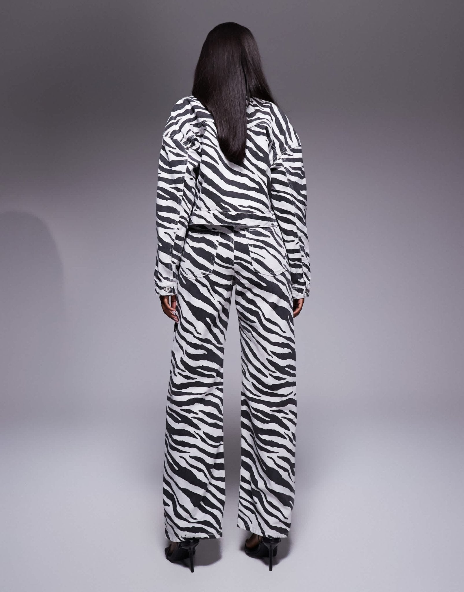 River Island relaxed straight jean co - ord in zebra print - ASOS Sample Sale