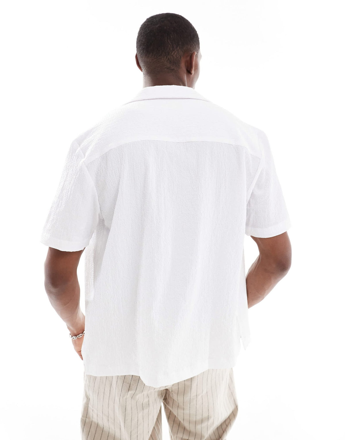 River Island seersucker shirt in white - ASOS Sample Sale