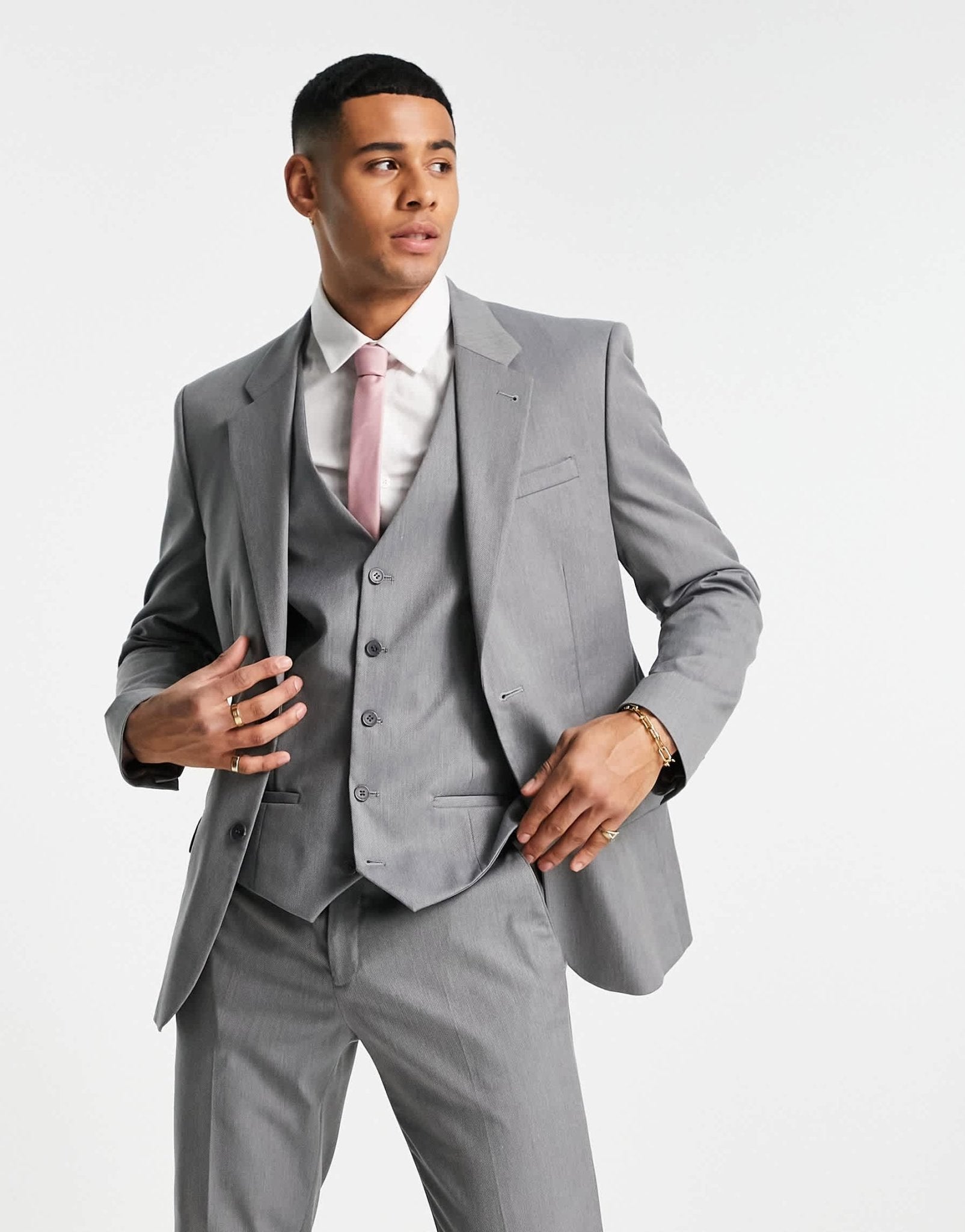 River Island skinny suit jacket in grey - ASOS Sample Sale