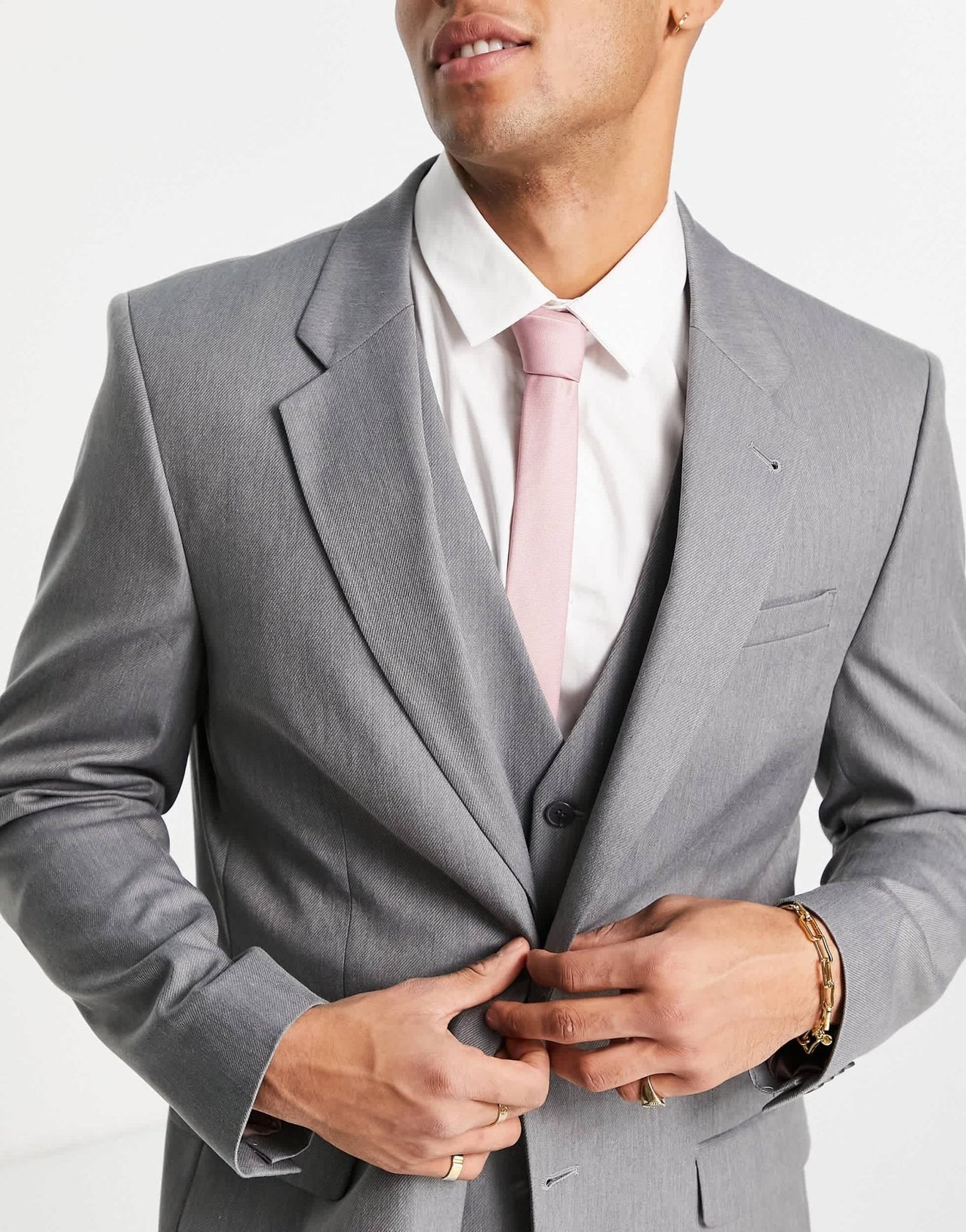 River Island skinny suit jacket in grey - ASOS Sample Sale