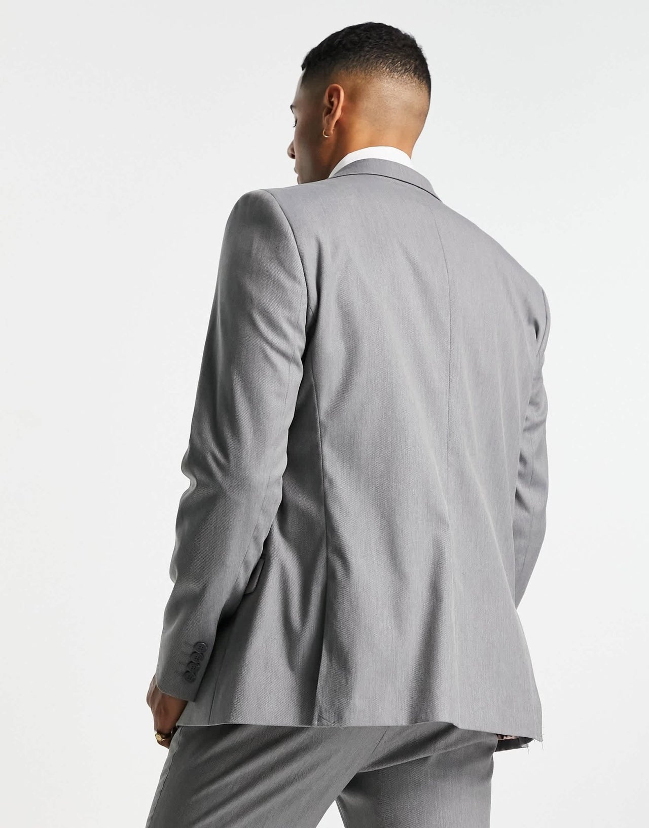 River Island skinny suit jacket in grey - ASOS Sample Sale