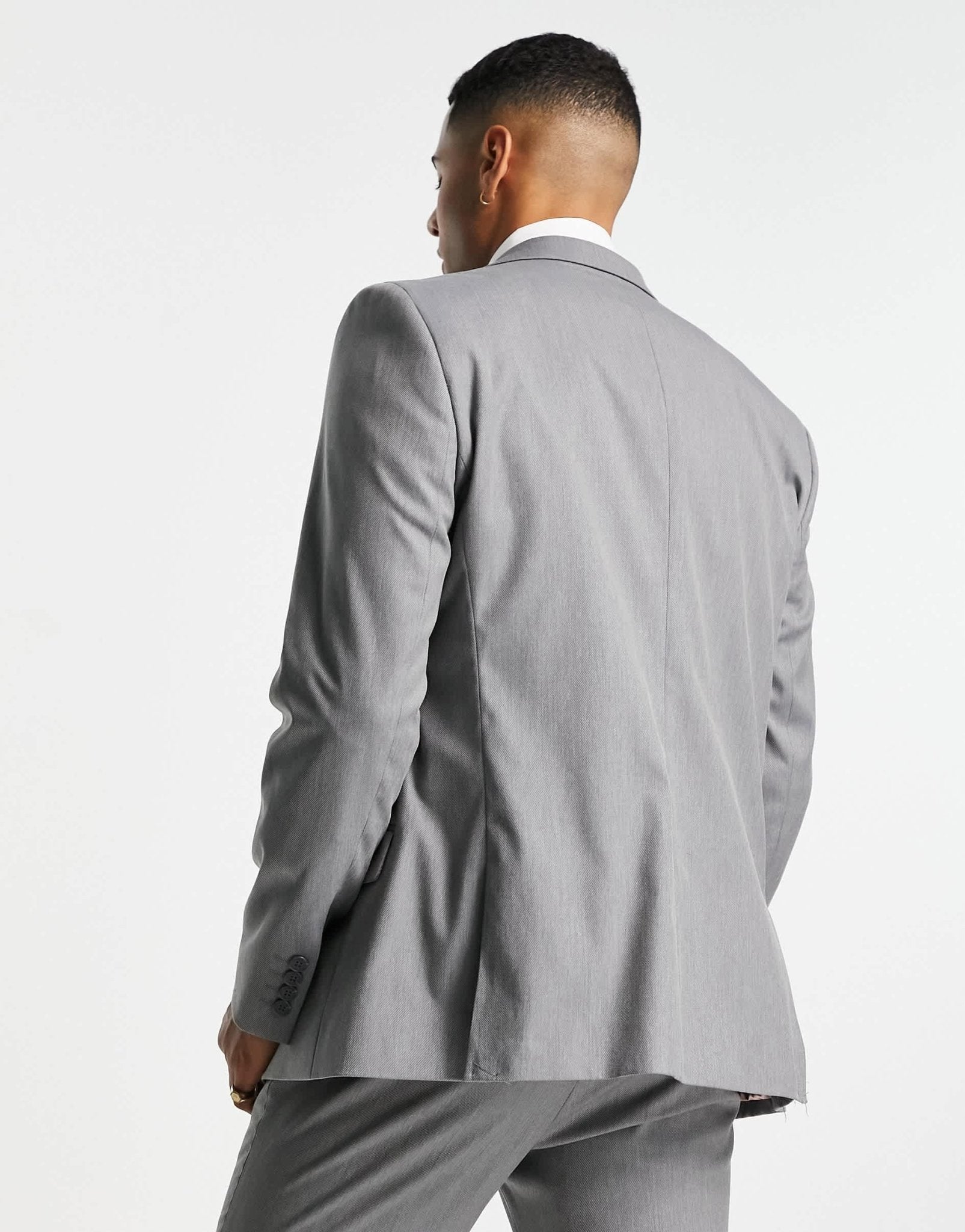 River Island skinny suit jacket in grey - ASOS Sample Sale
