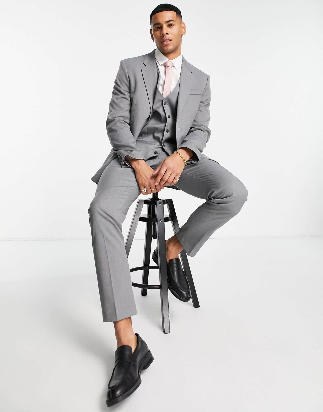 River Island skinny suit jacket in grey - ASOS Sample Sale