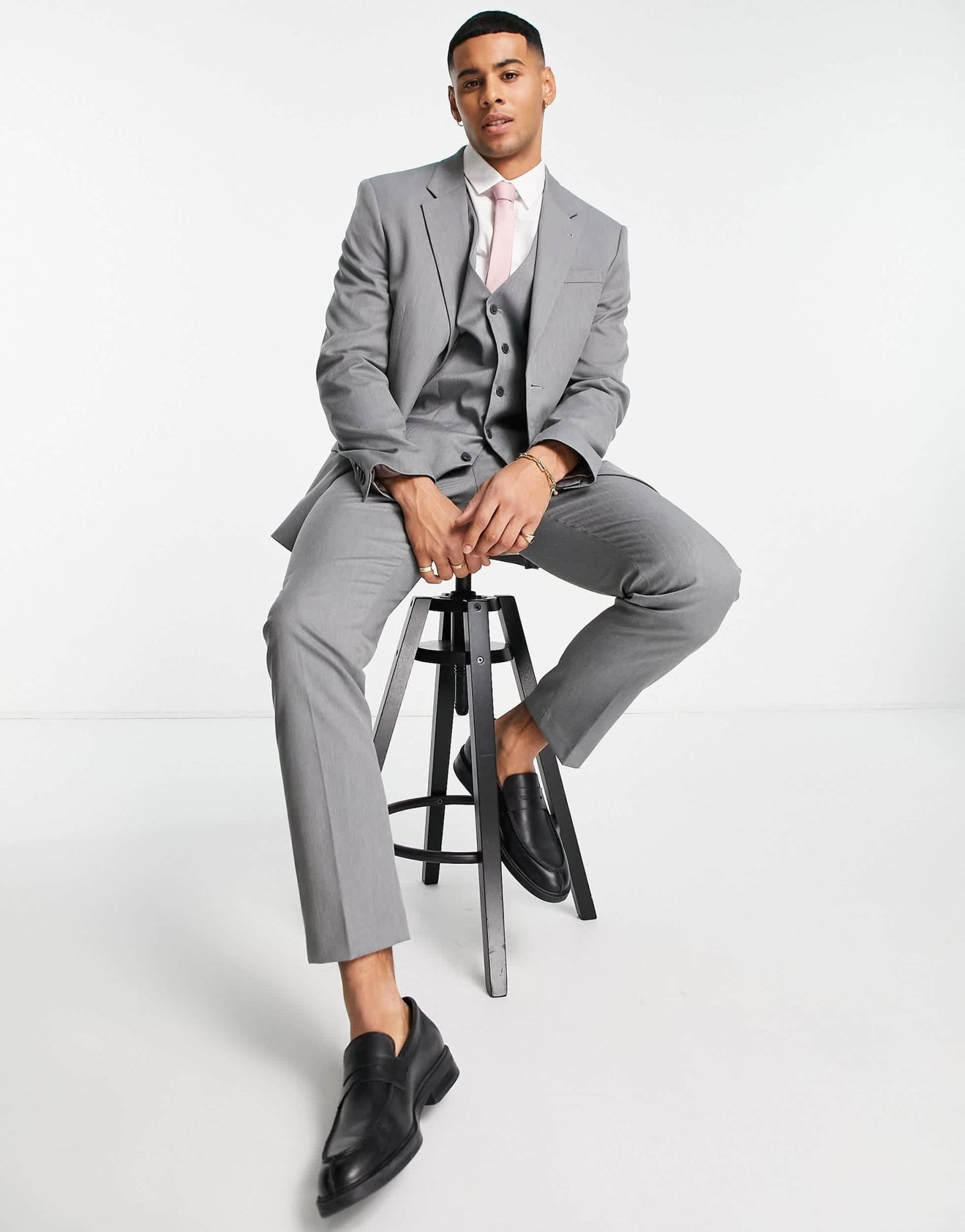 River Island skinny suit jacket in grey - ASOS Sample Sale