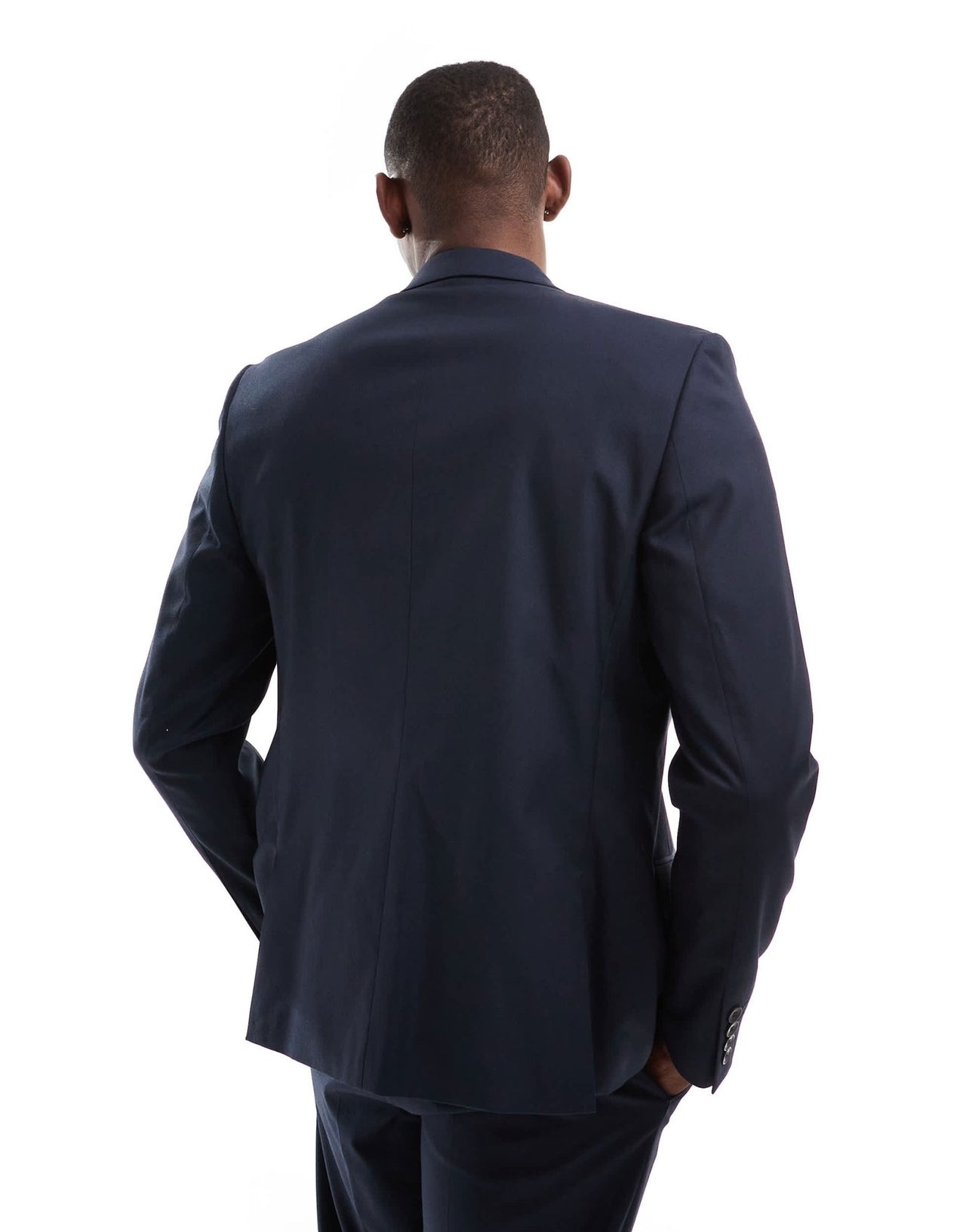 River Island skinny suit jacket in navy - ASOS Sample Sale