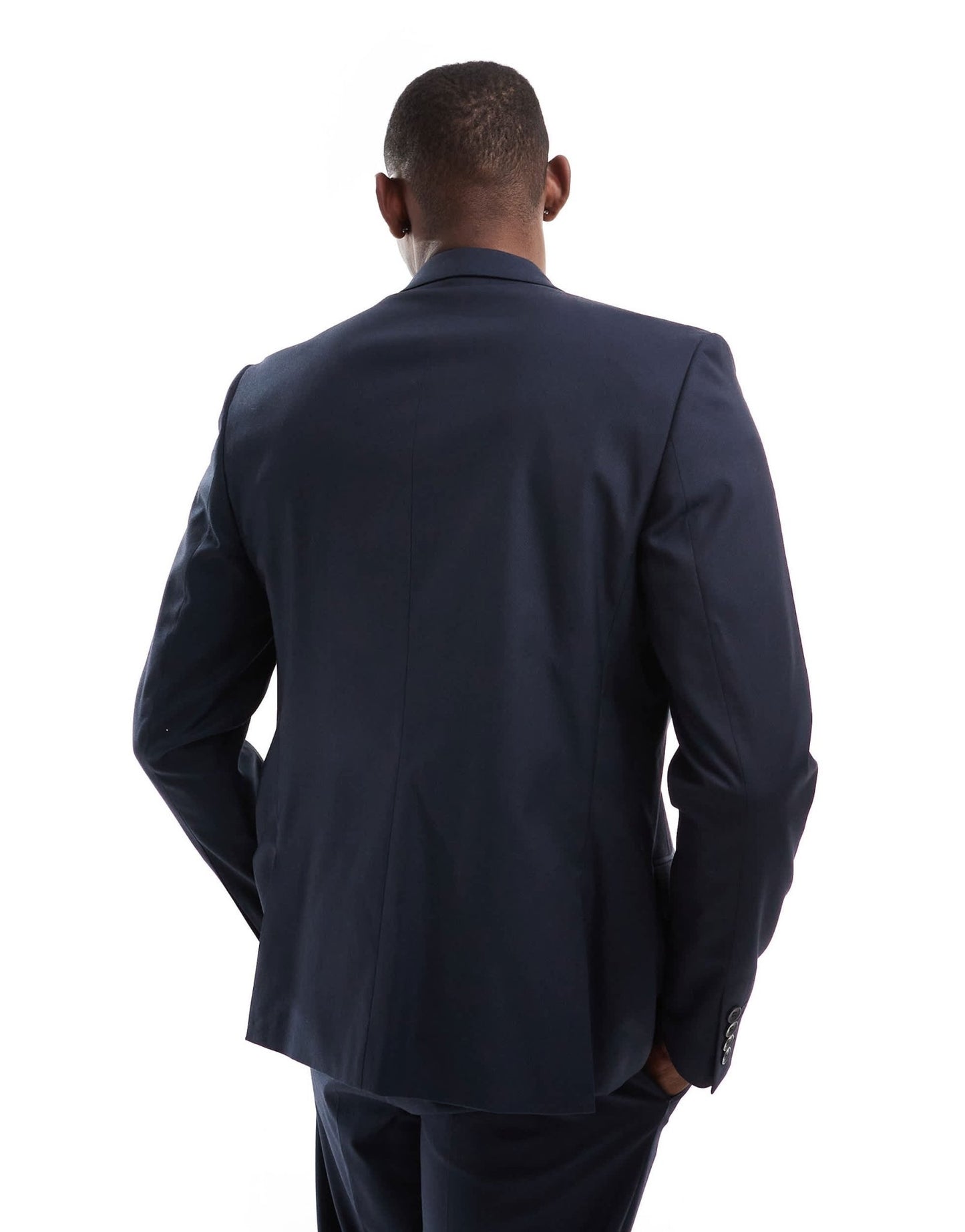 River Island skinny suit jacket in navy - ASOS Sample Sale