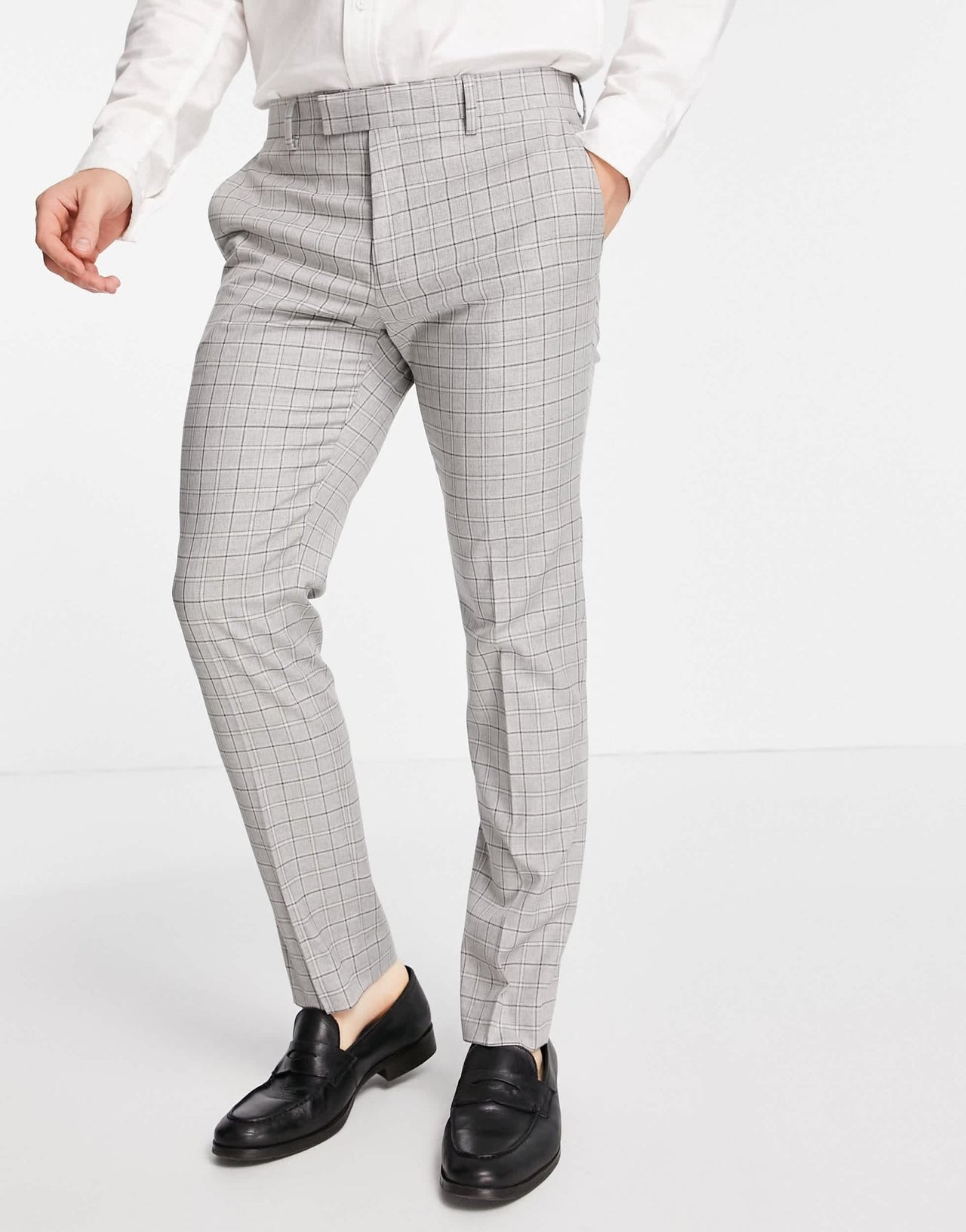 River Island skinny suit trousers in mini grey check - ASOS Sample Sale