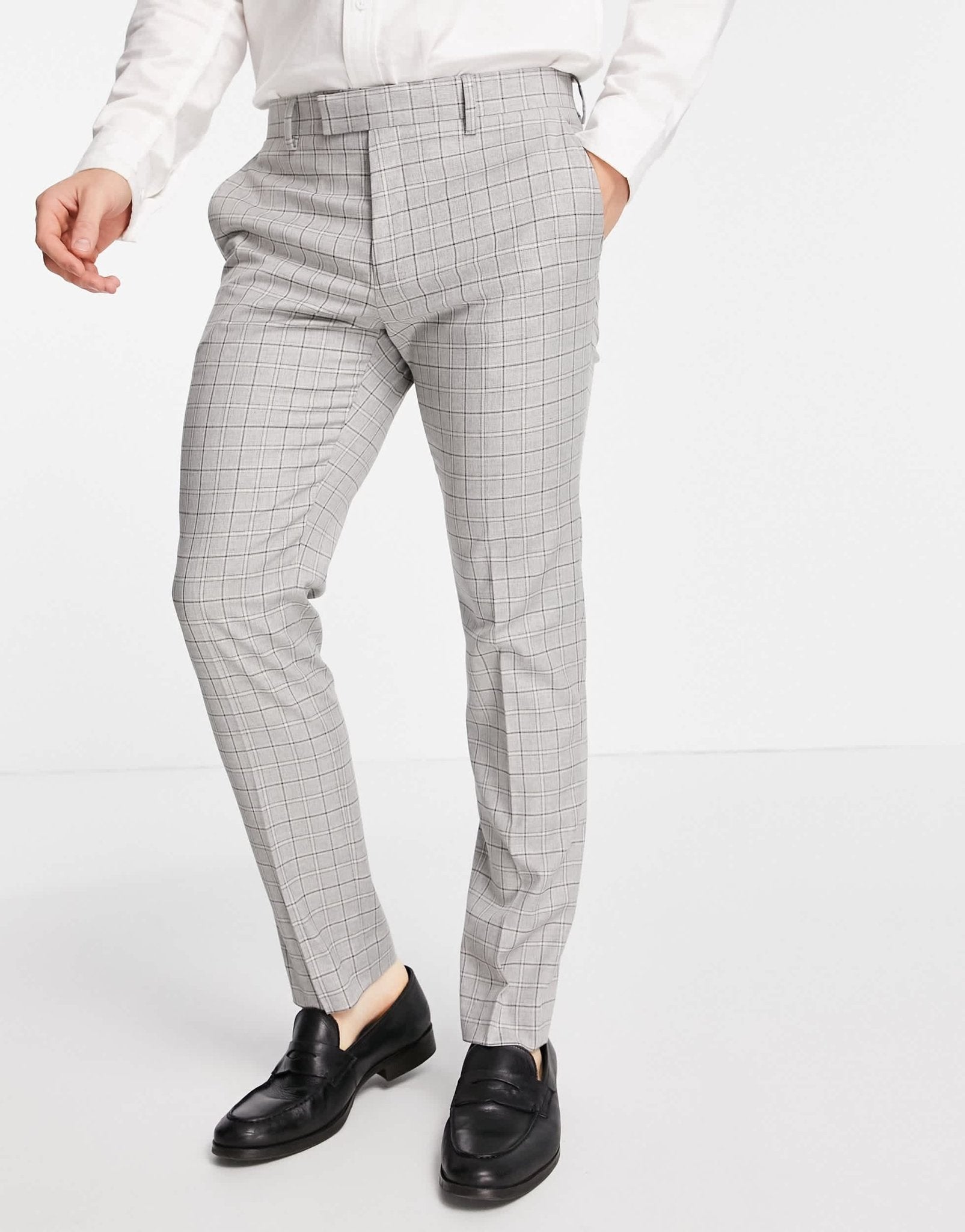 River Island skinny suit trousers in mini grey check - ASOS Sample Sale