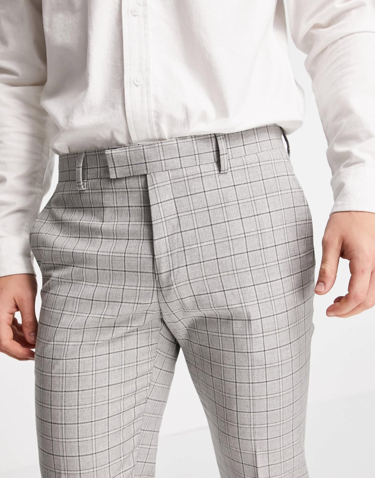 River Island skinny suit trousers in mini grey check - ASOS Sample Sale