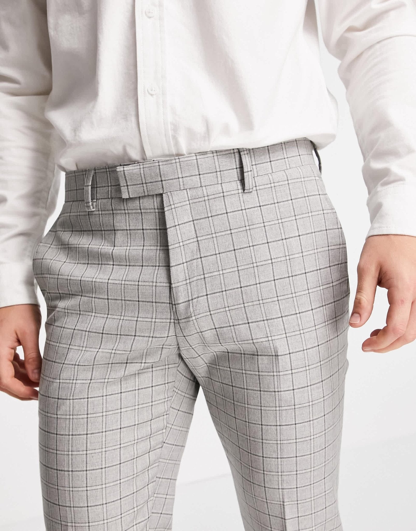 River Island skinny suit trousers in mini grey check - ASOS Sample Sale