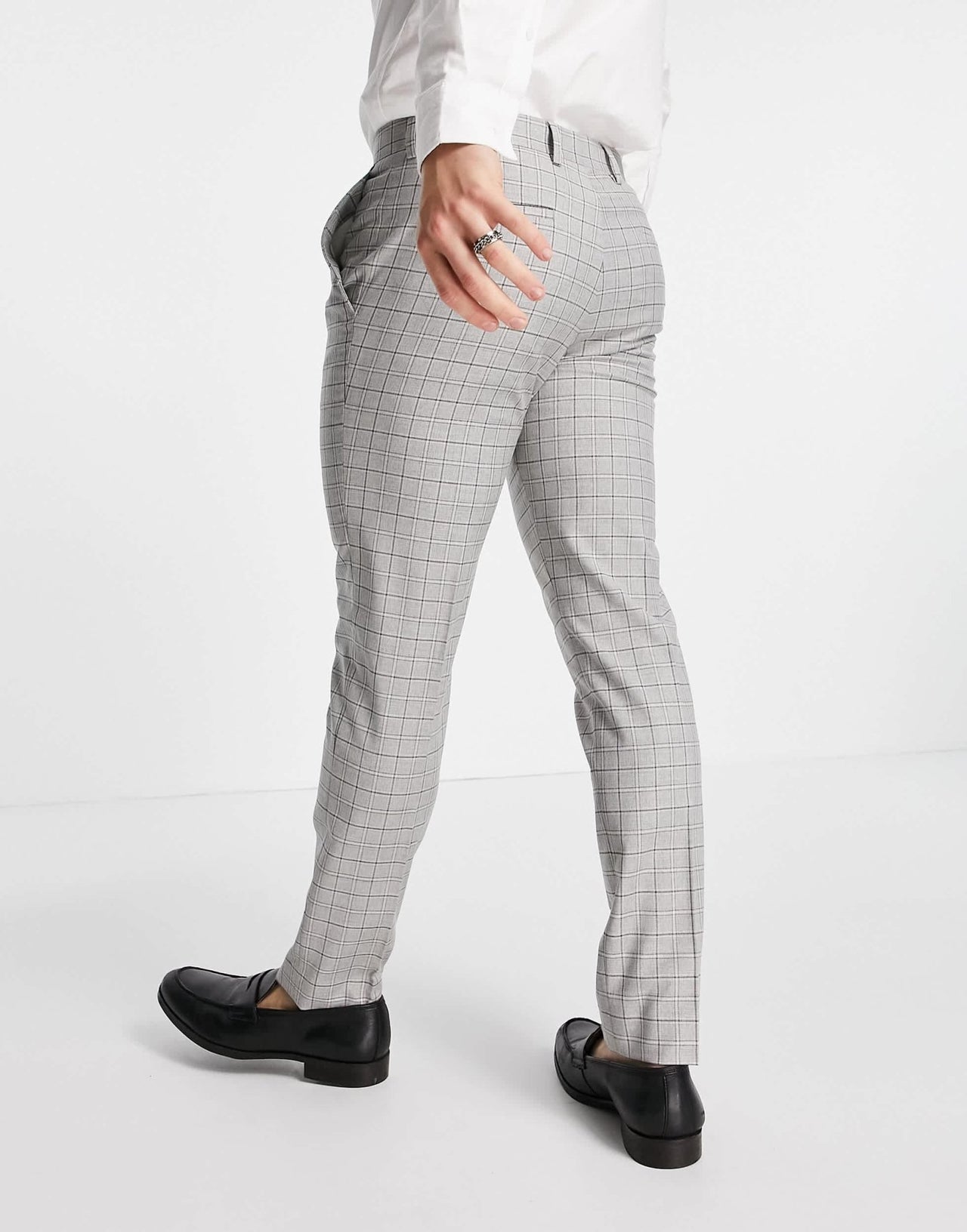 River Island skinny suit trousers in mini grey check - ASOS Sample Sale