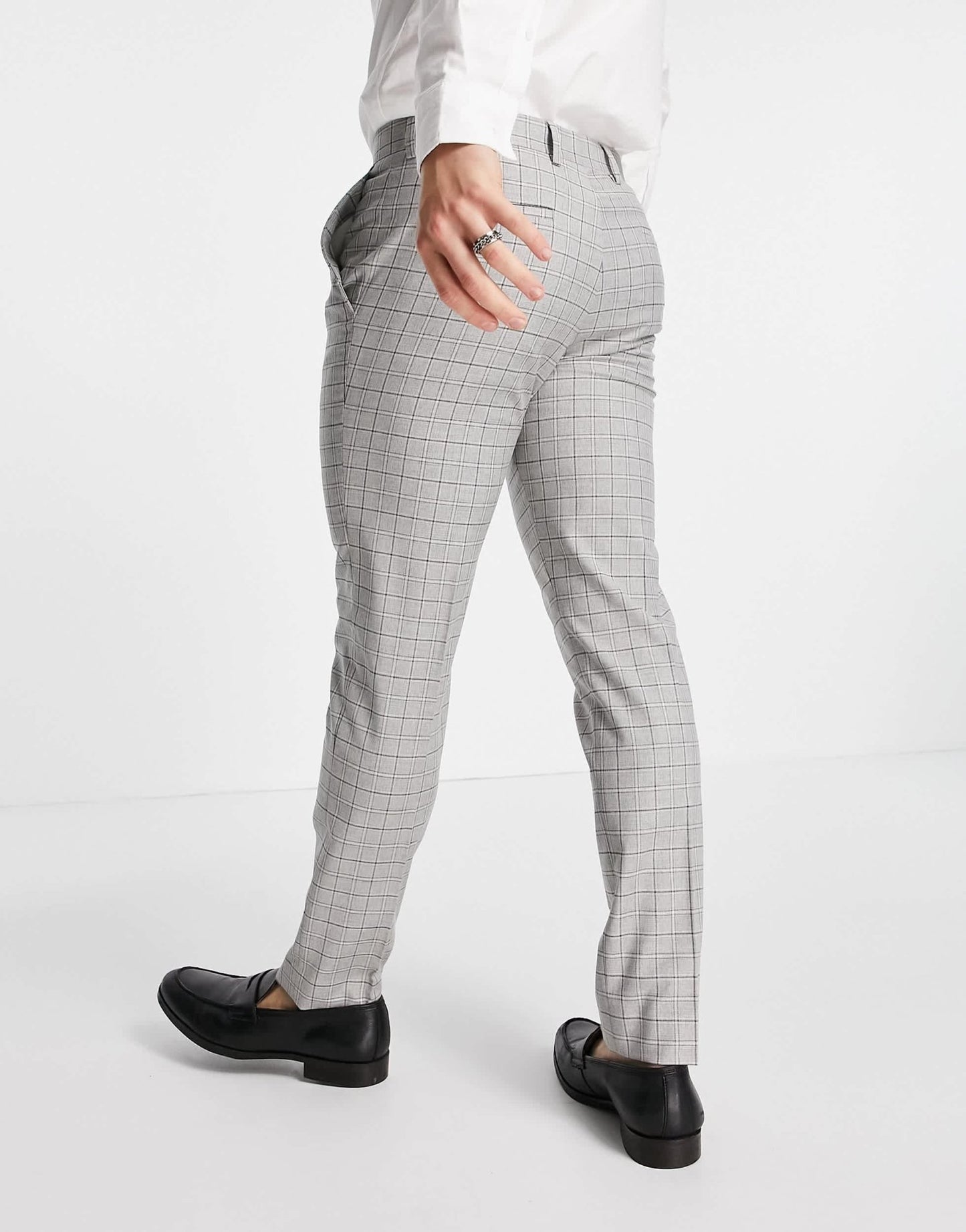 River Island skinny suit trousers in mini grey check - ASOS Sample Sale