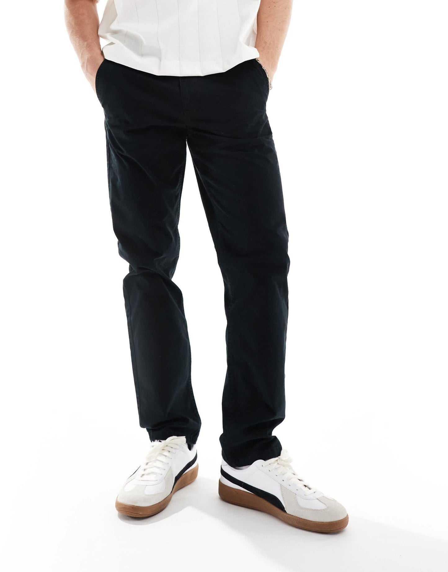 River Island slim fit casual chino trousers in black - ASOS Sample Sale