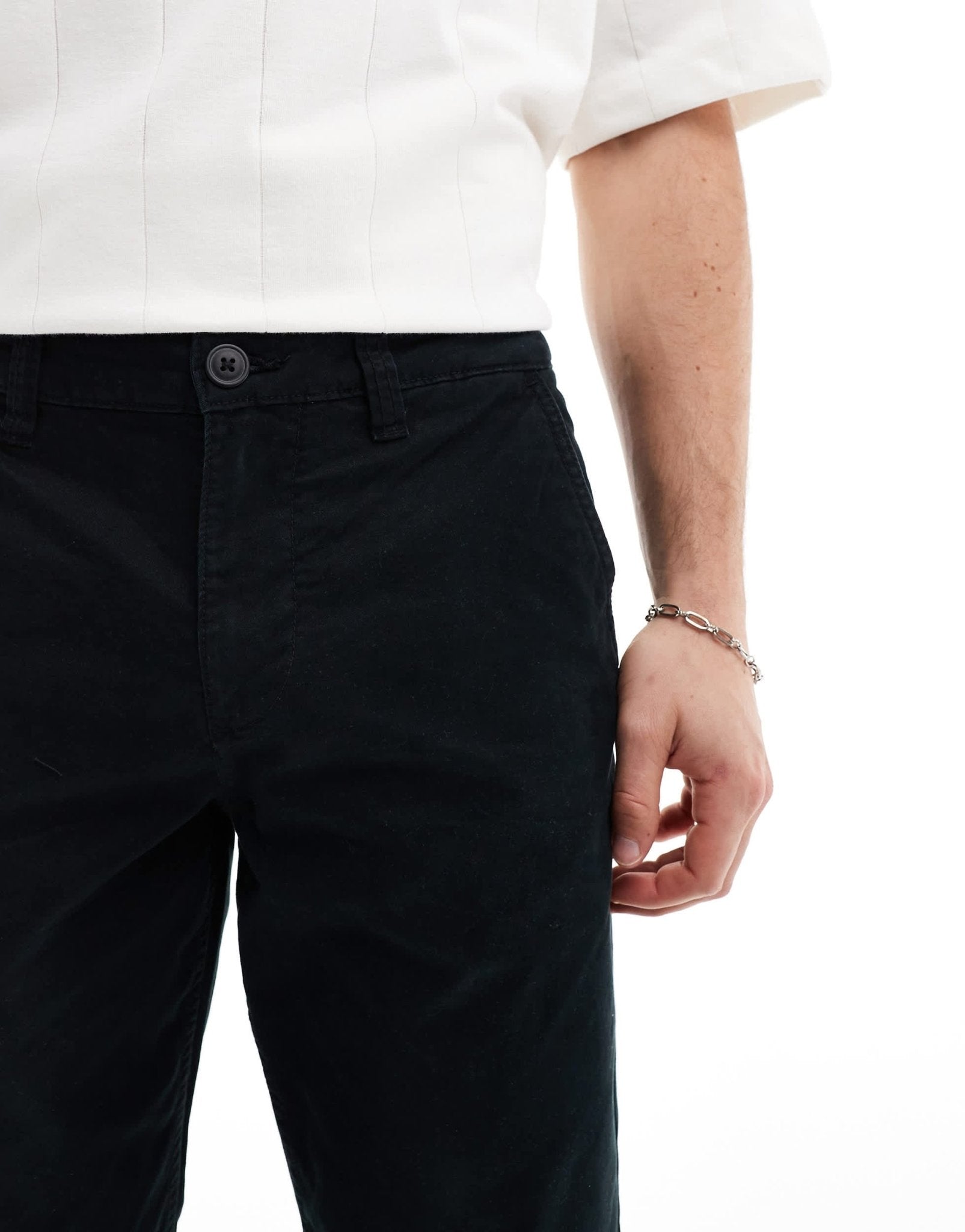 River Island slim fit casual chino trousers in black - ASOS Sample Sale