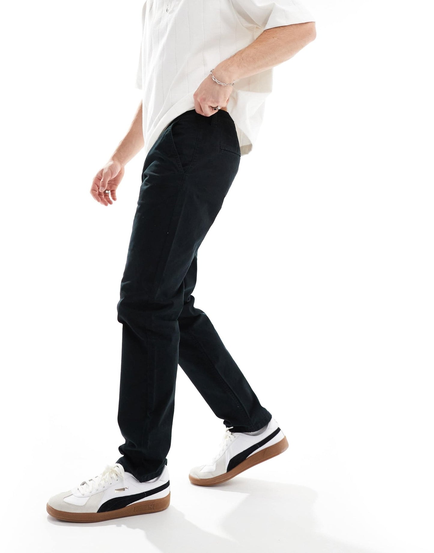 River Island slim fit casual chino trousers in black - ASOS Sample Sale