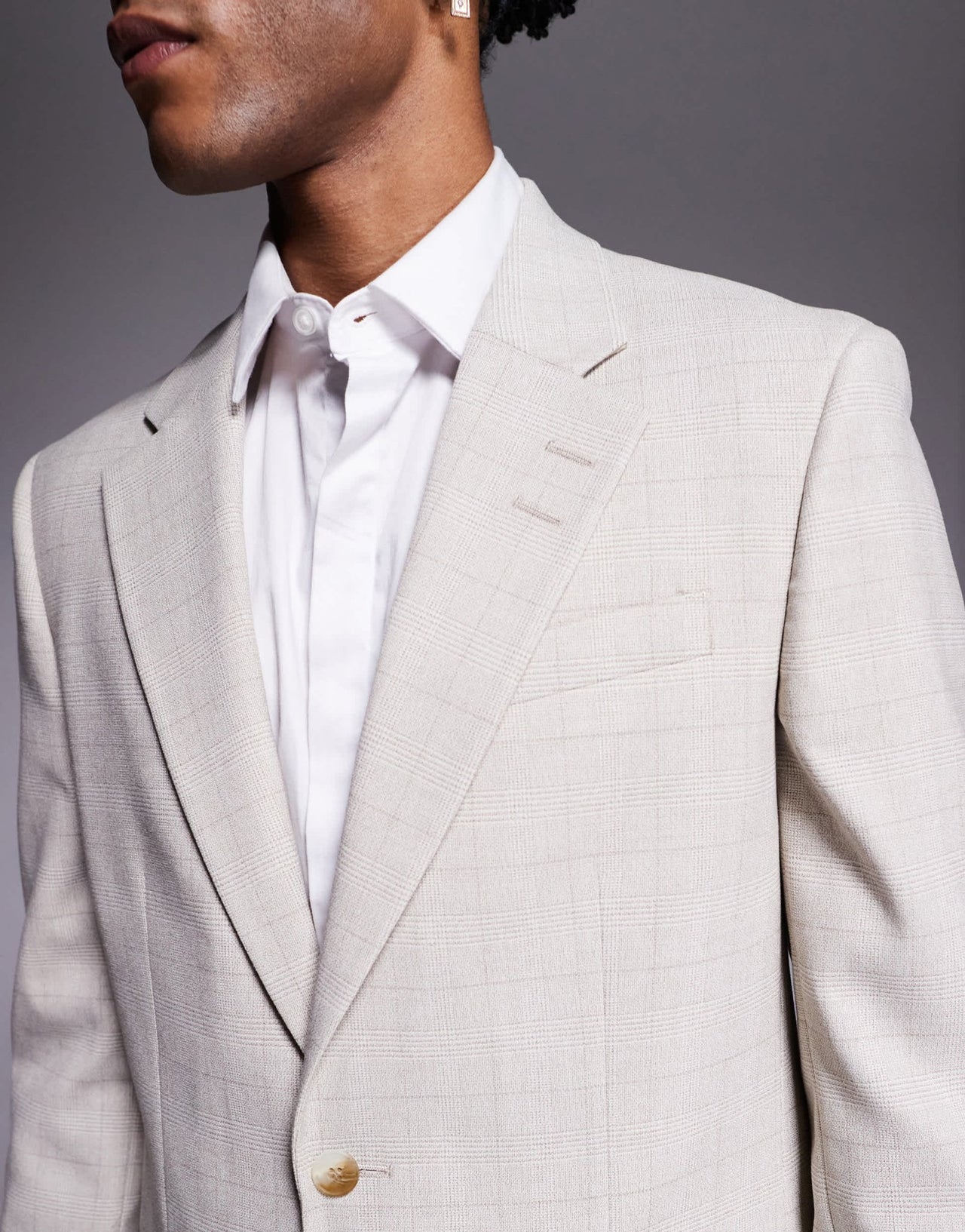River Island slim fit suit jacket in beige check - ASOS Sample Sale