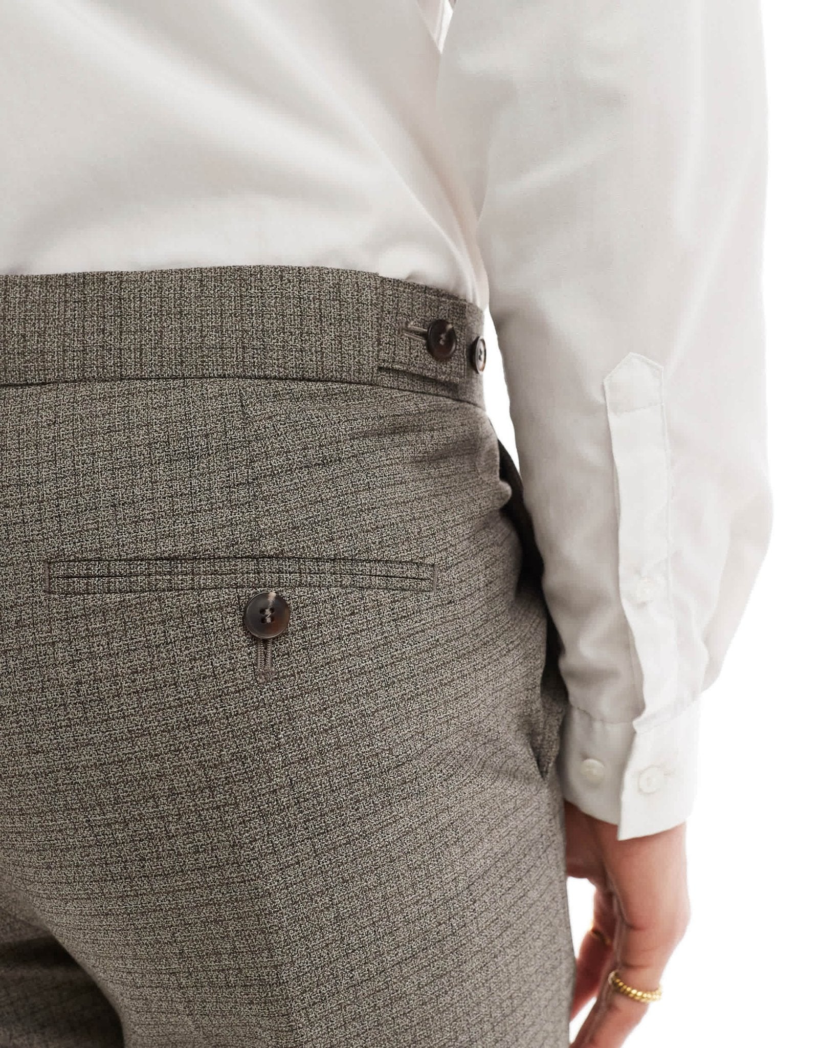 River Island slim fit suit trousers in heritage microcheck - ASOS Sample Sale