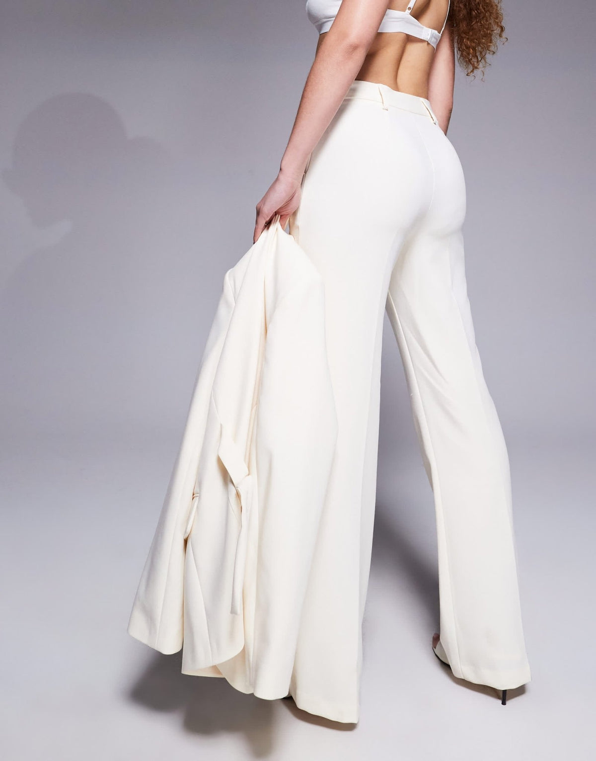 River Island slim flare tailored trouser co - ord in cream - ASOS Sample Sale