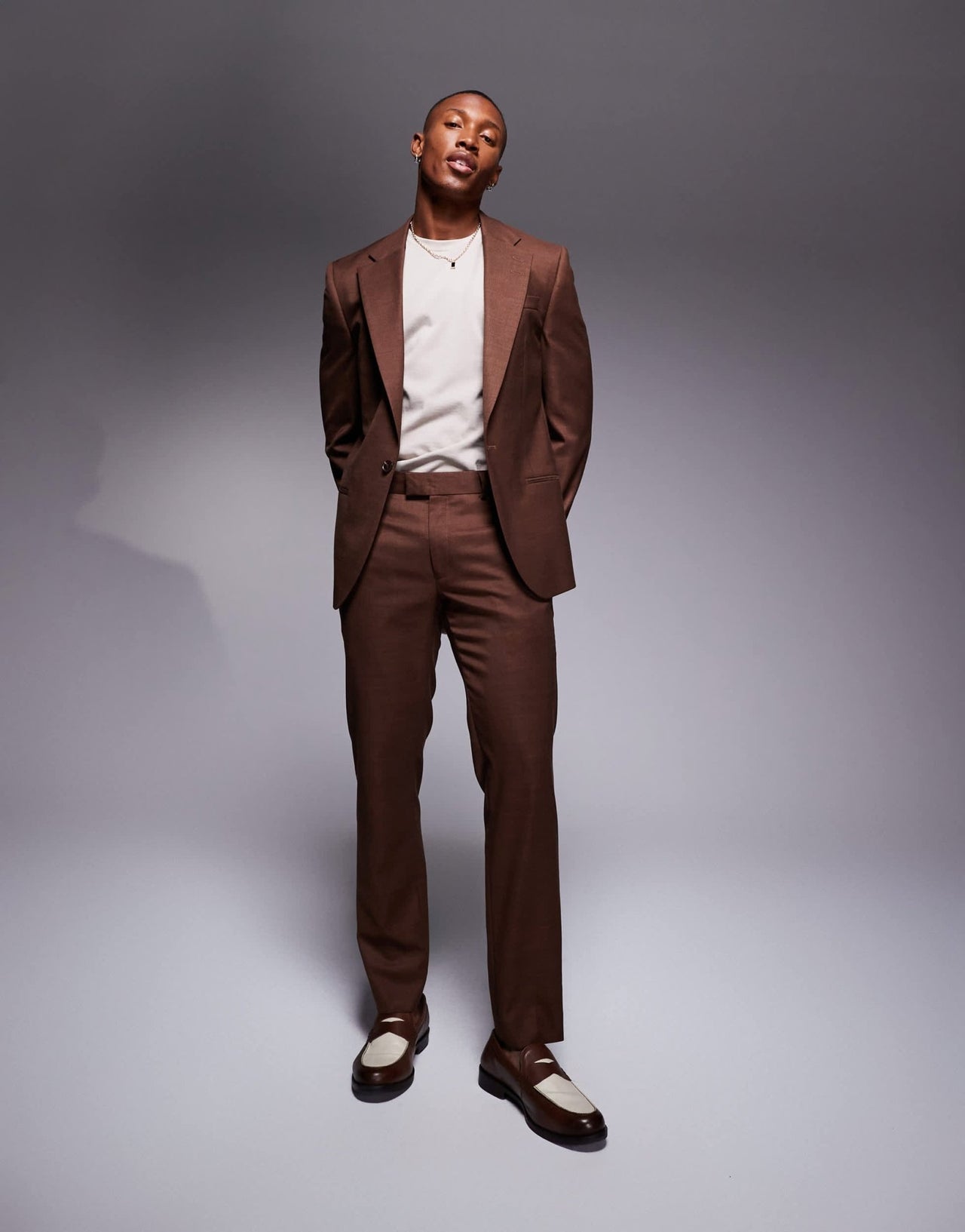 River Island slim suit trousers in rust - ASOS Sample Sale