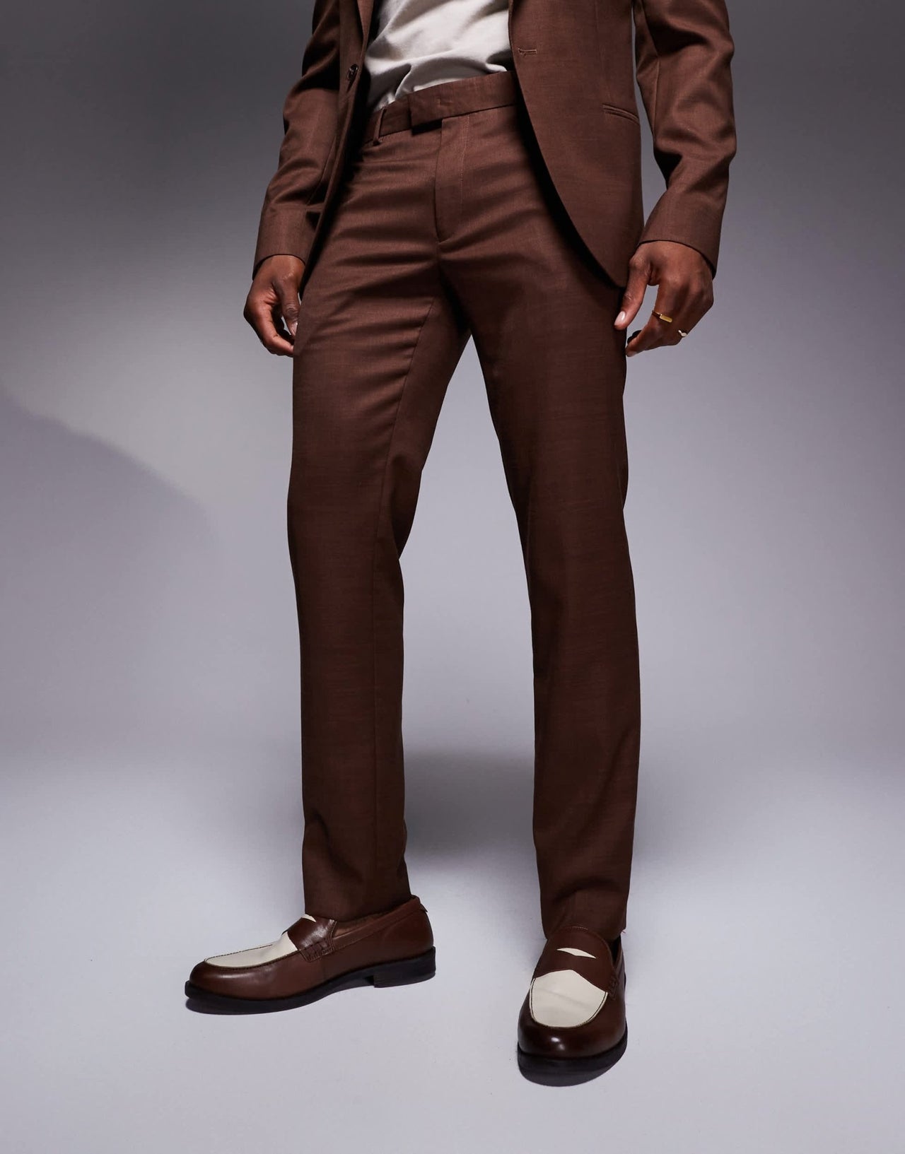 River Island slim suit trousers in rust - ASOS Sample Sale