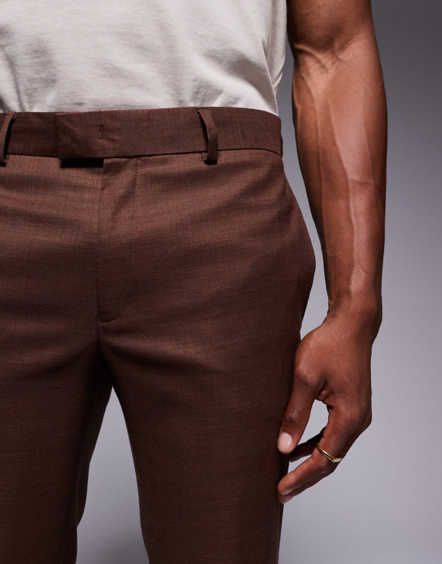 River Island slim suit trousers in rust - ASOS Sample Sale