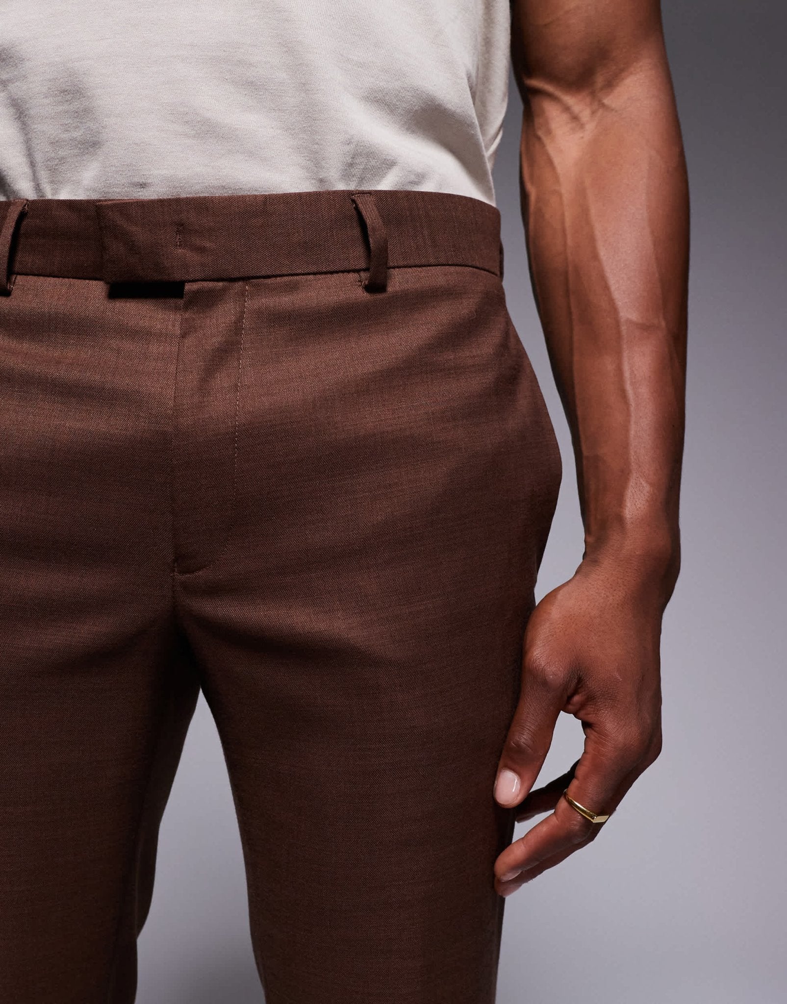 River Island slim suit trousers in rust - ASOS Sample Sale