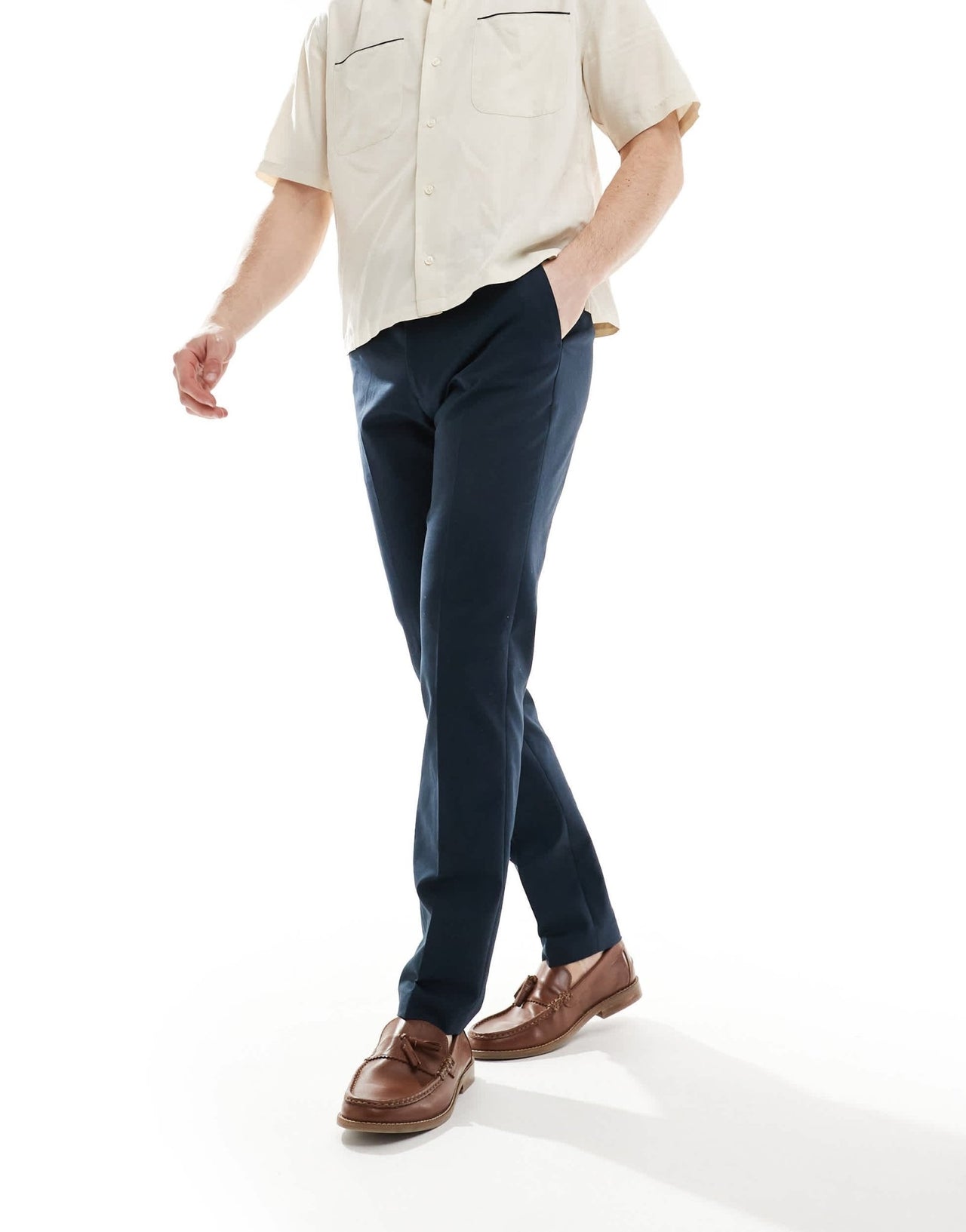 River Island smart chinos in navy - ASOS Sample Sale
