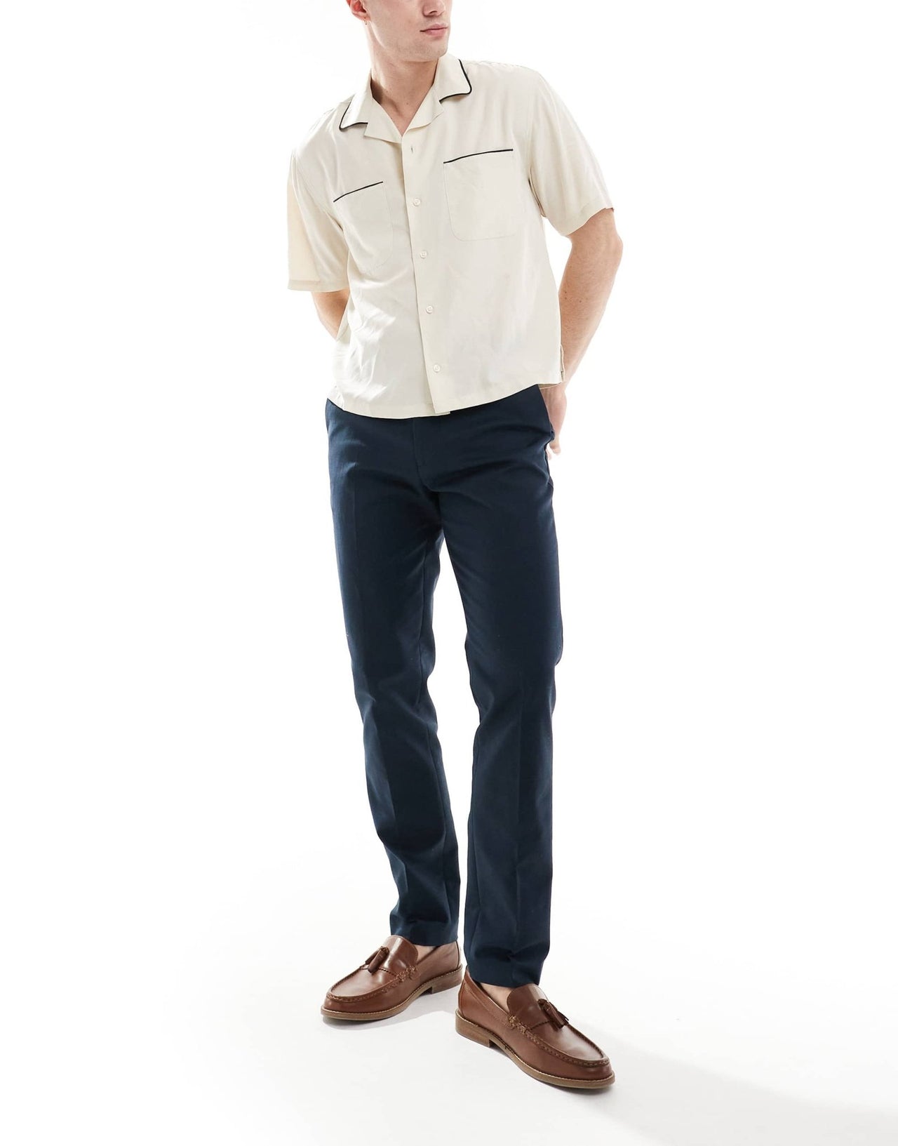 River Island smart chinos in navy - ASOS Sample Sale
