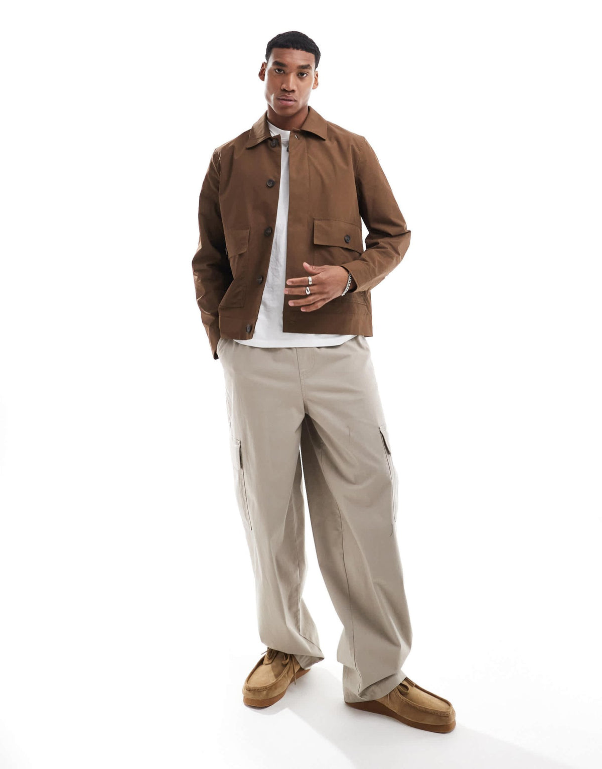 River Island smart chore jacket in brown - ASOS Sample Sale