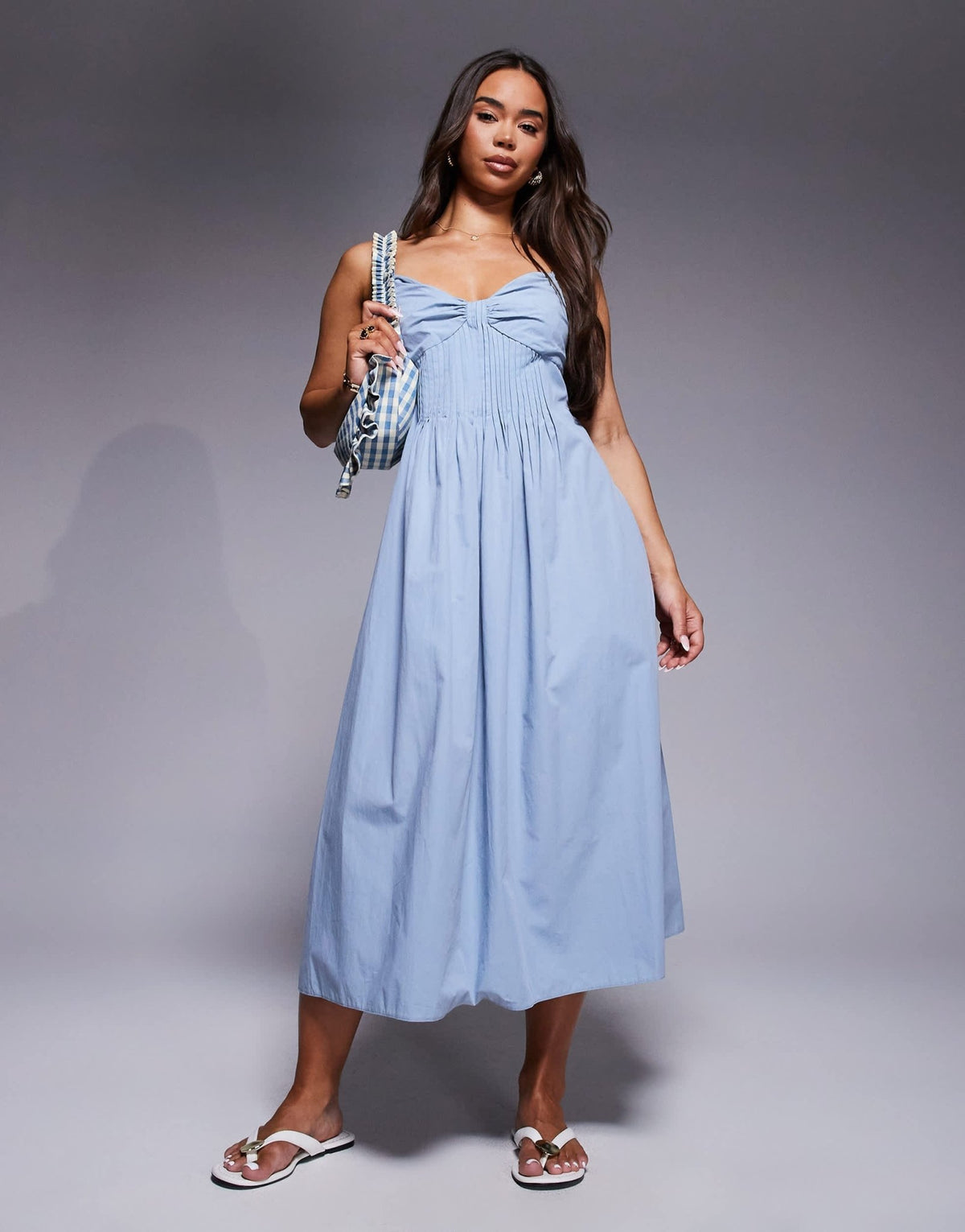 River Island strappy midi sun dress in blue - ASOS Sample Sale