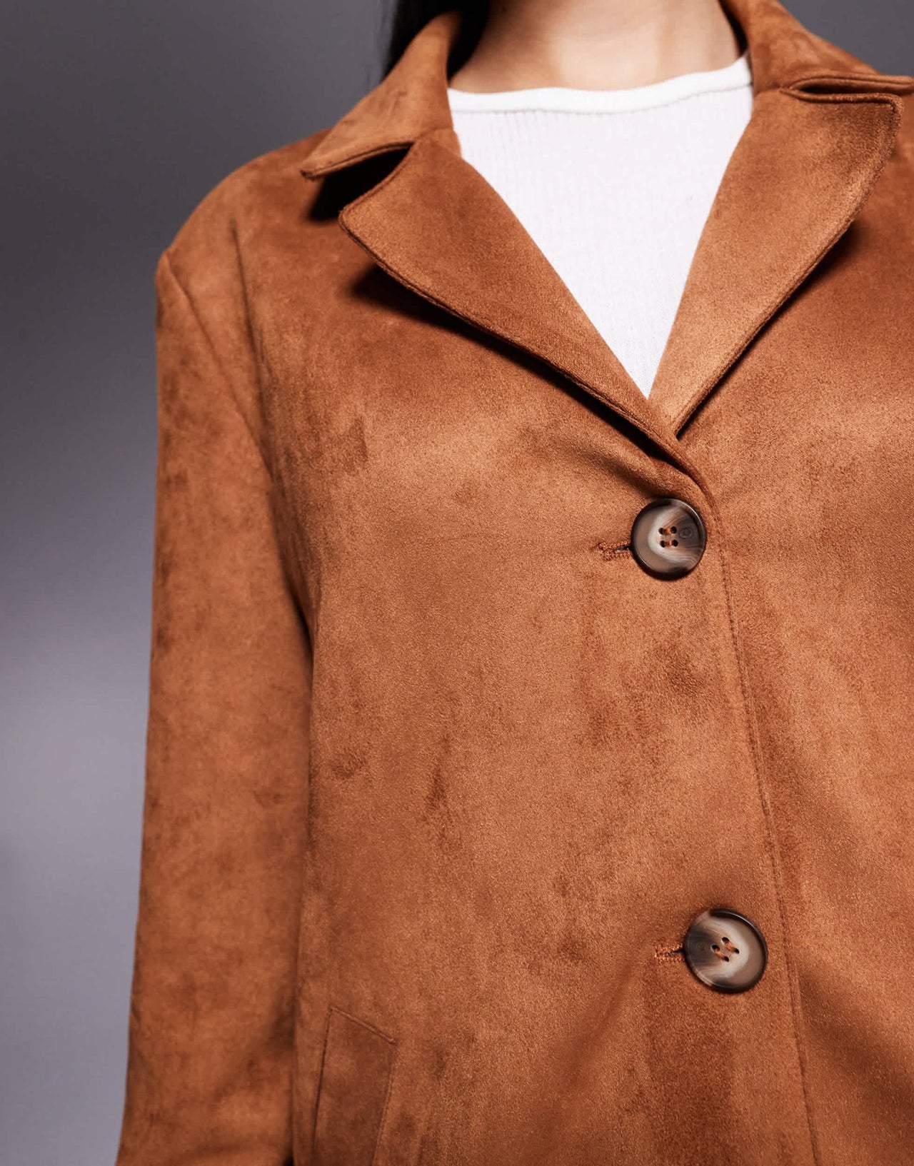 River island suedette blazer in brown - ASOS Sample Sale