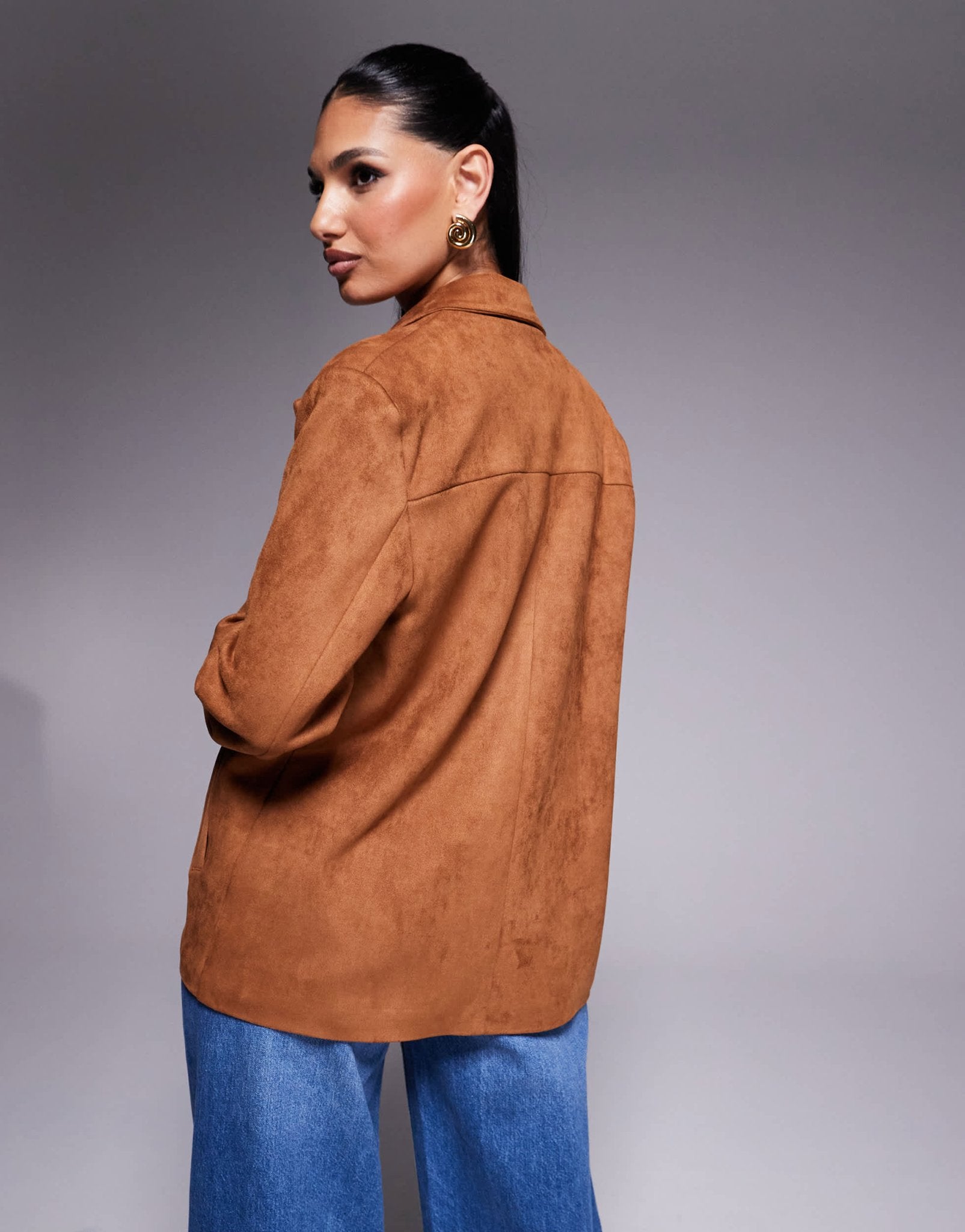 River island suedette blazer in brown - ASOS Sample Sale