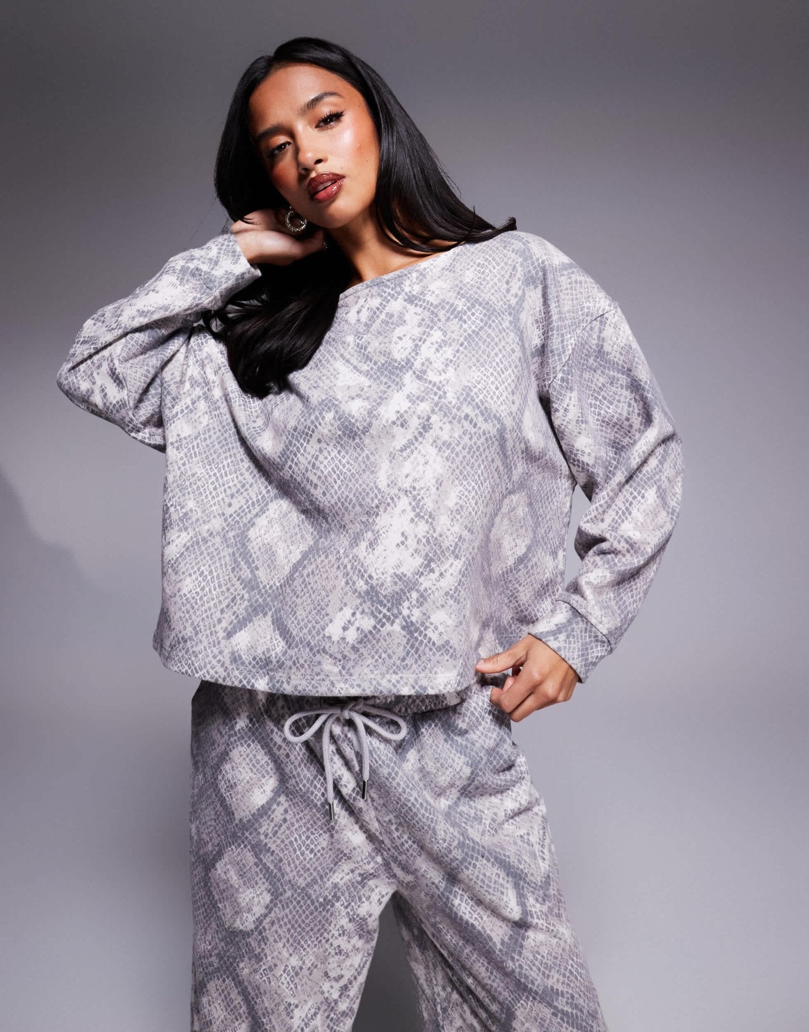 River Island sweatshirt co - ord in snake print - ASOS Sample Sale
