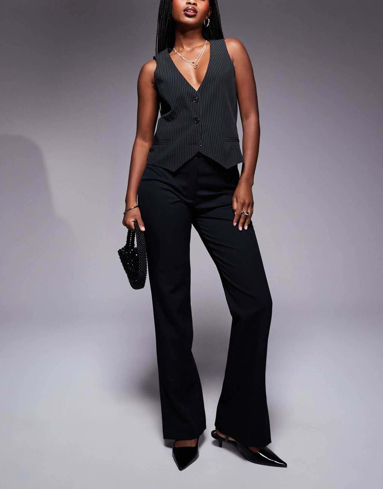 River Island tailored trouser with split hem in black - ASOS Sample Sale