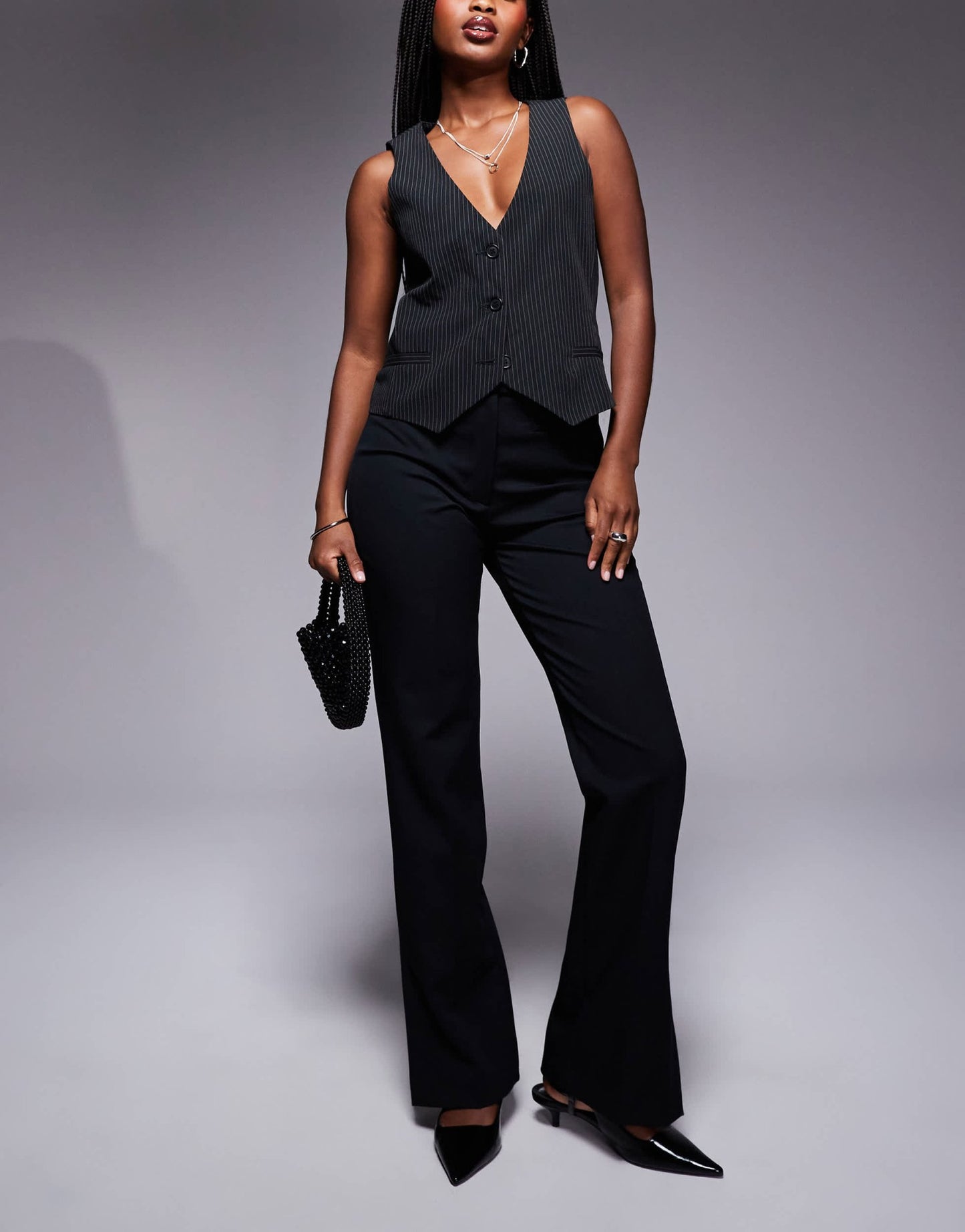 River Island tailored trouser with split hem in black - ASOS Sample Sale