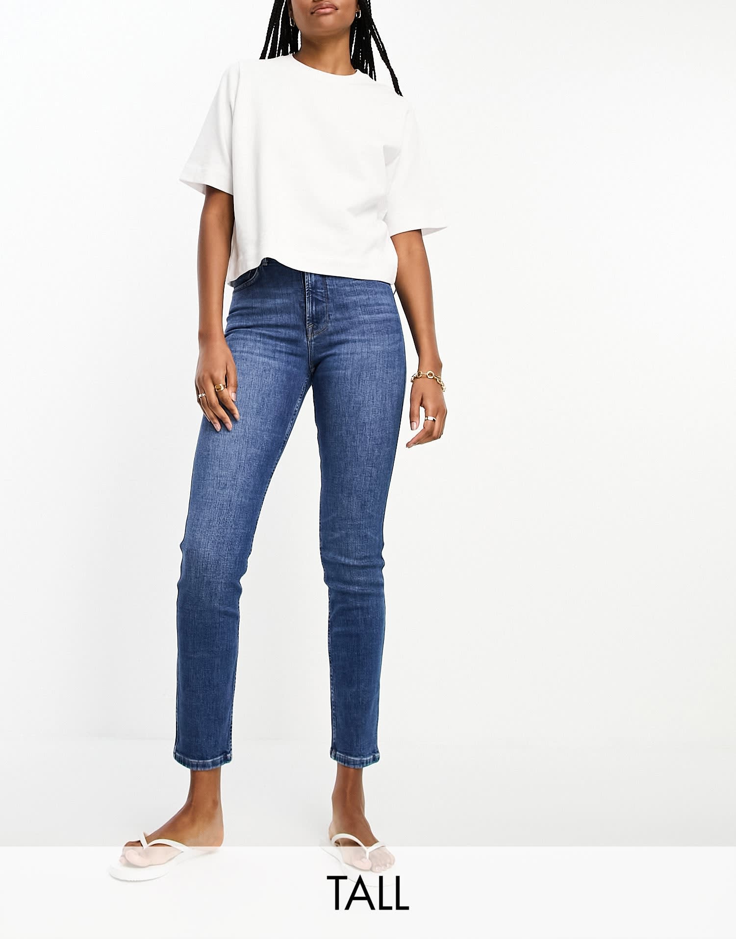 River Island Tall slim jeans in mid blue wash - ASOS Sample Sale