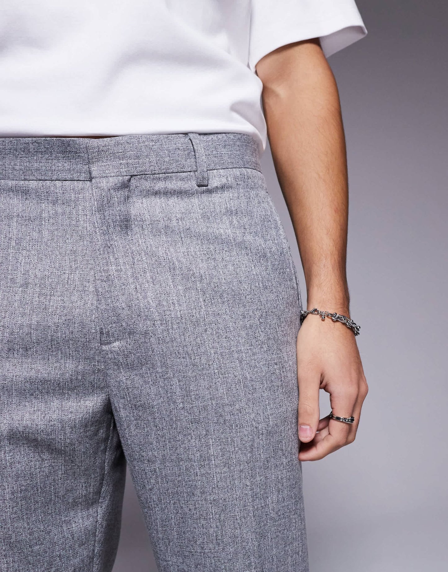 River Island textured trousers in grey - ASOS Sample Sale