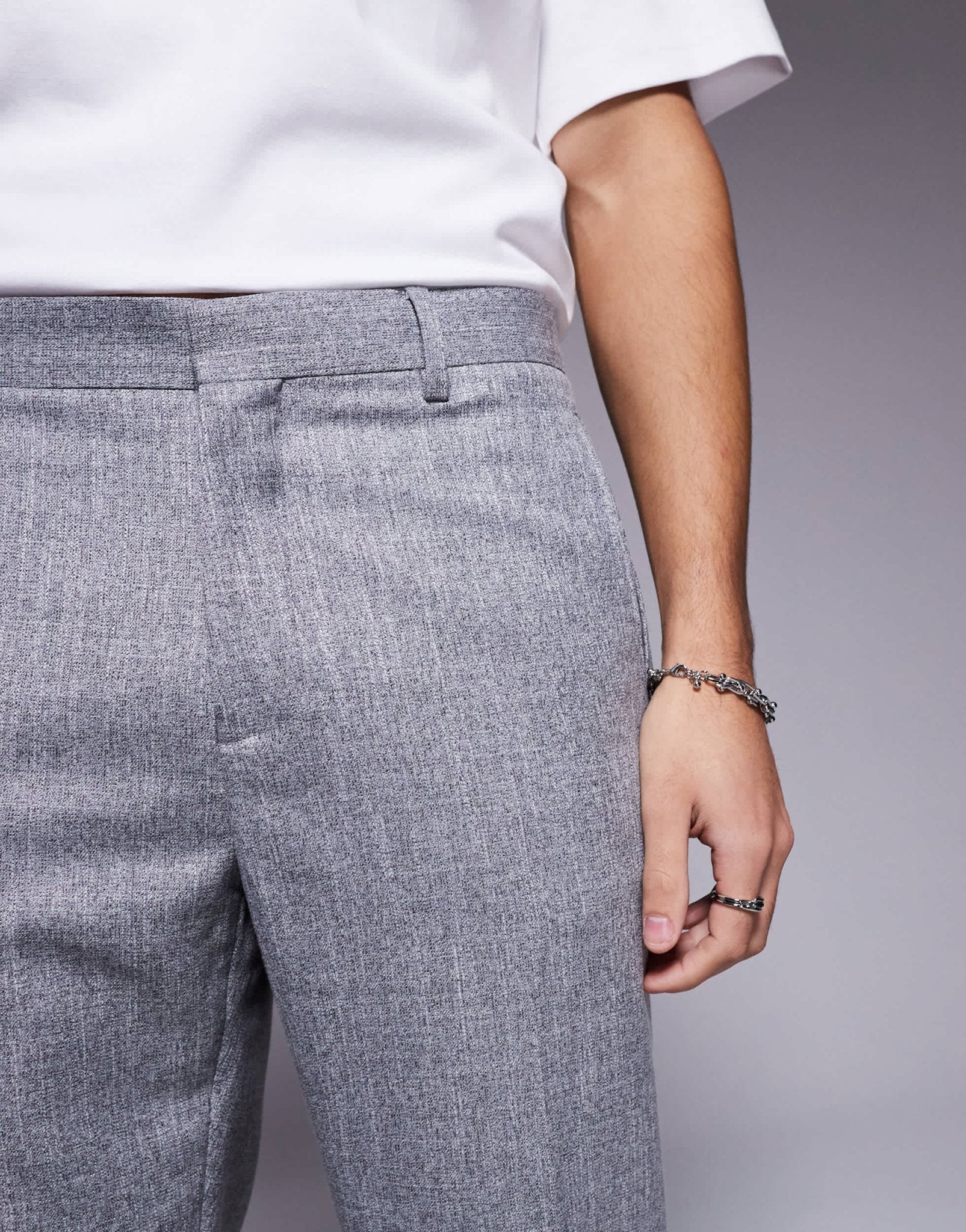 River Island textured trousers in grey - ASOS Sample Sale