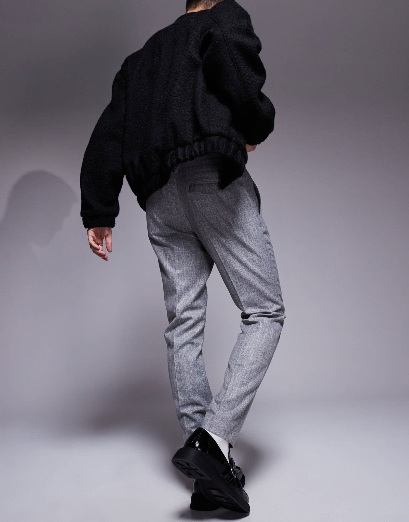 River Island textured trousers in grey - ASOS Sample Sale